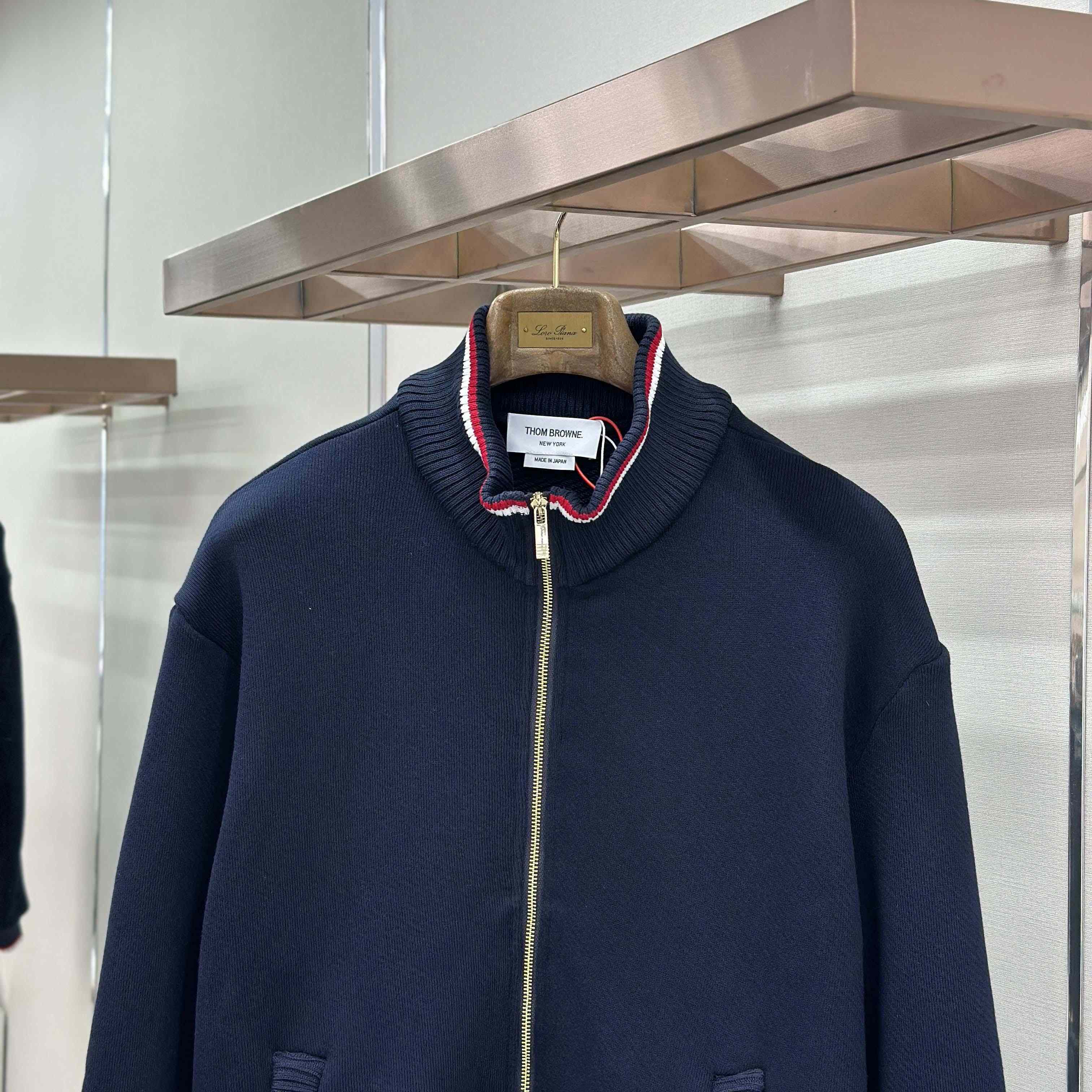 Thom Browne Loopback Oversized Rwb Stripe Jacket - DopestKickz