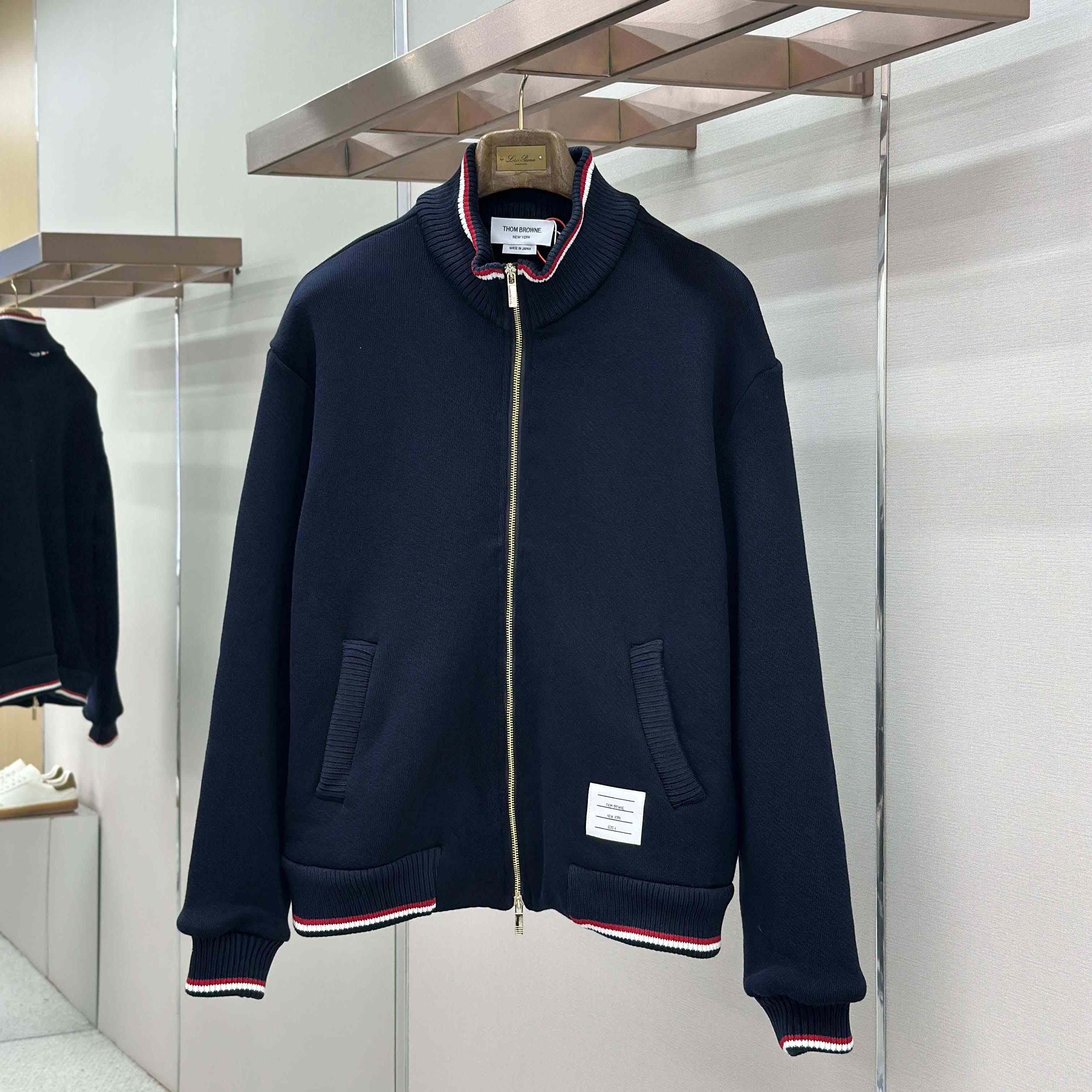 Thom Browne Loopback Oversized Rwb Stripe Jacket - DopestKickz
