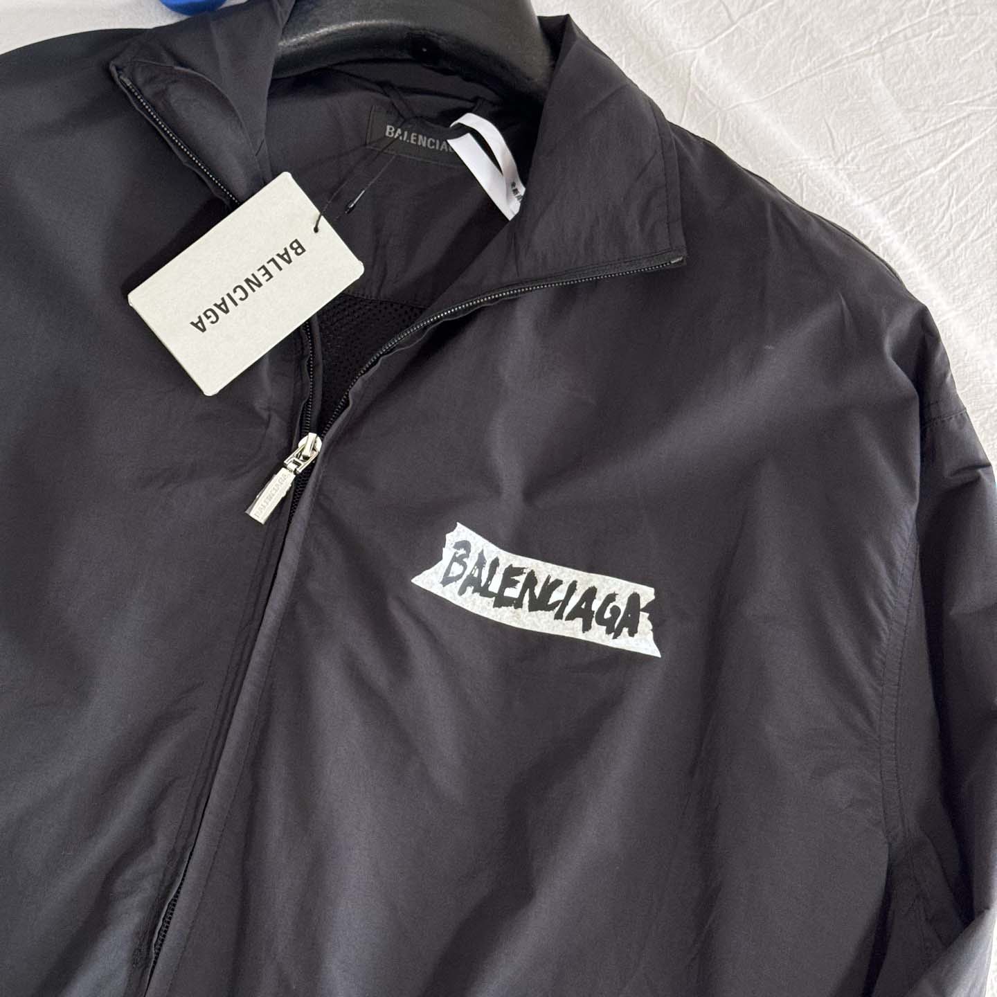 Balenciaga Masking Tape Tracksuit Jacket Medium Fit In Black - DopestKickz