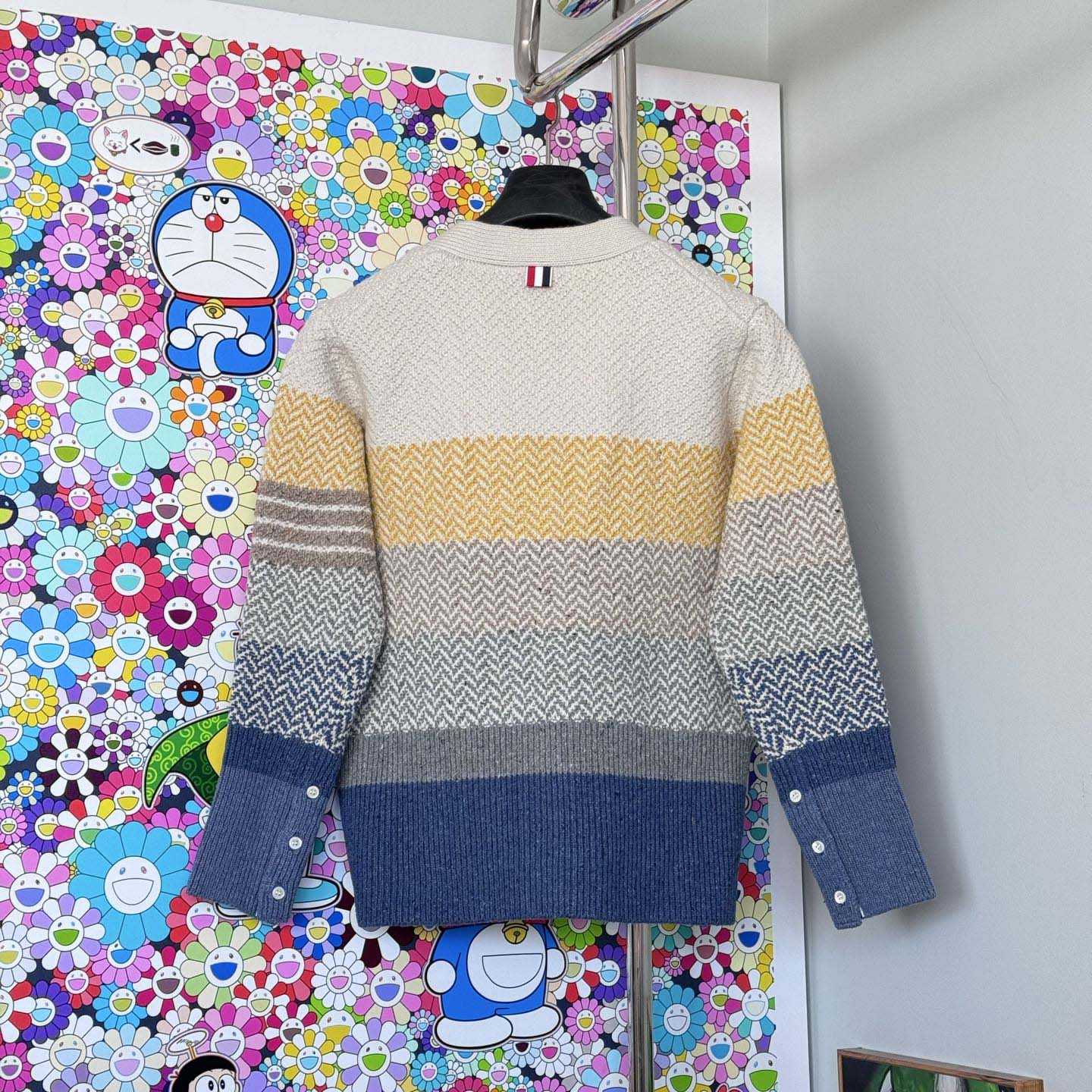 Thom Browne Striped Herringbone Jacquard Classic Cardigan 'Seasonal Multicolor' - DopestKickz