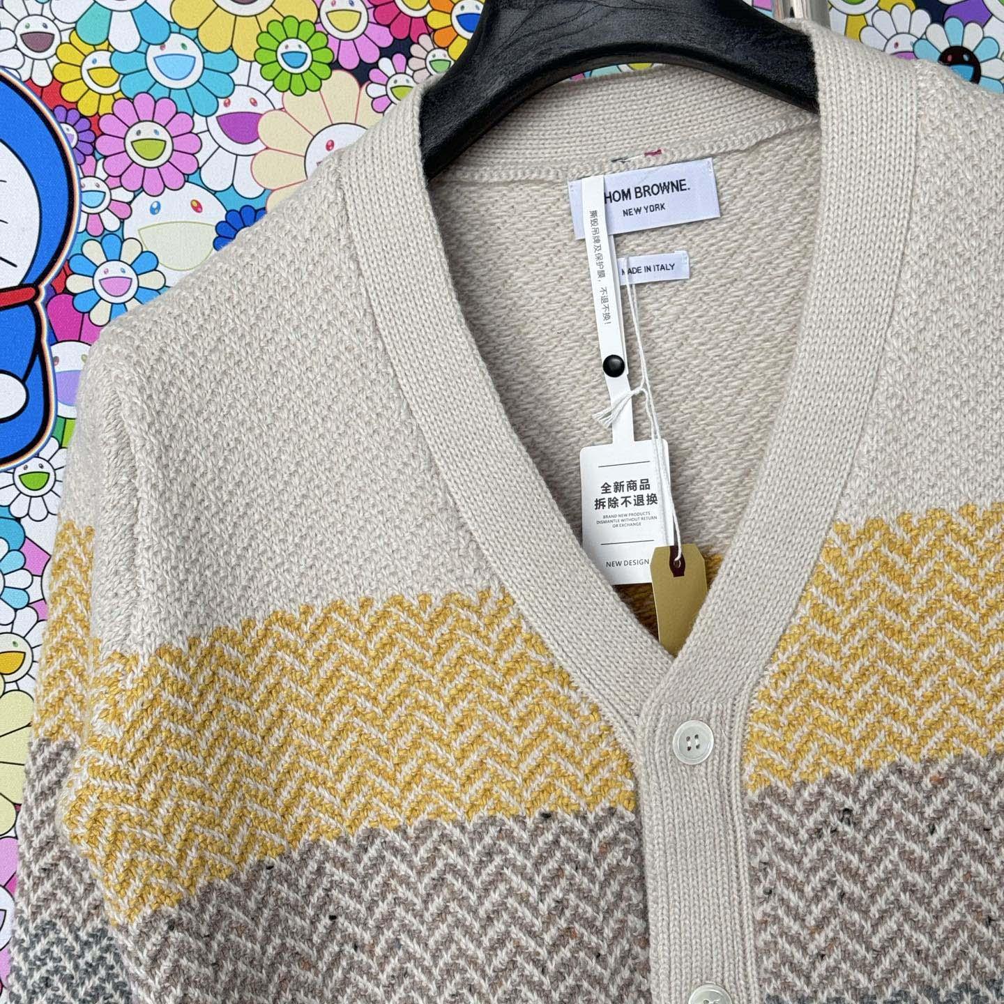 Thom Browne Striped Herringbone Jacquard Classic Cardigan 'Seasonal Multicolor' - DopestKickz