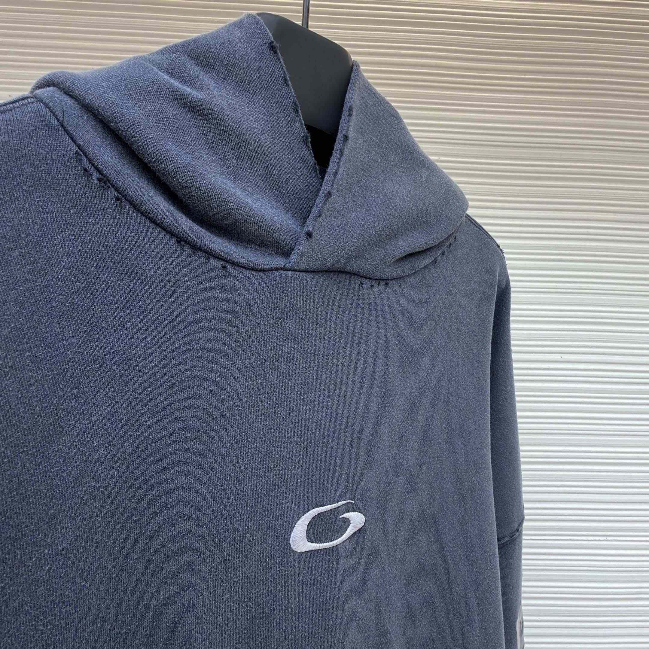 Balenciaga Transparent Tape Ripped Pocket Hoodie In Faded Black - DopestKickz