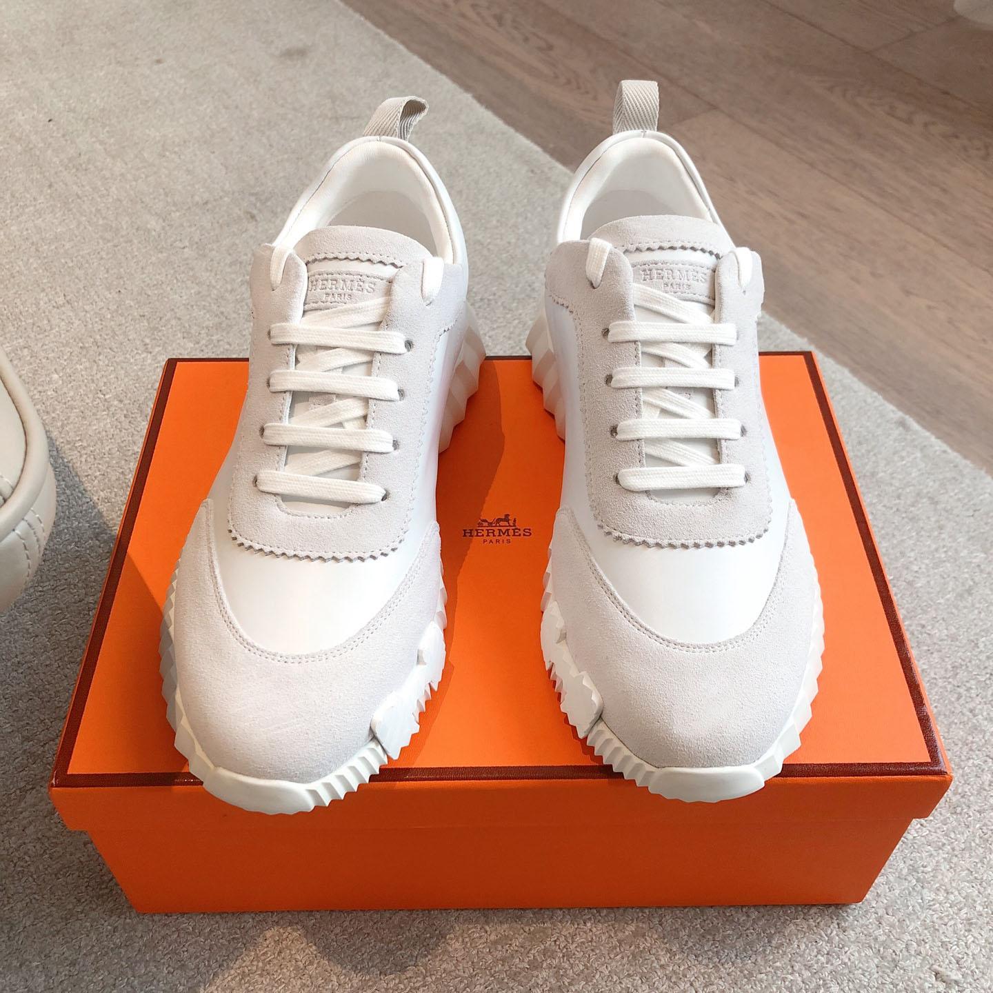 Hermes  Paris  Bouncing Calf  Sneaker  White - DopestKickz