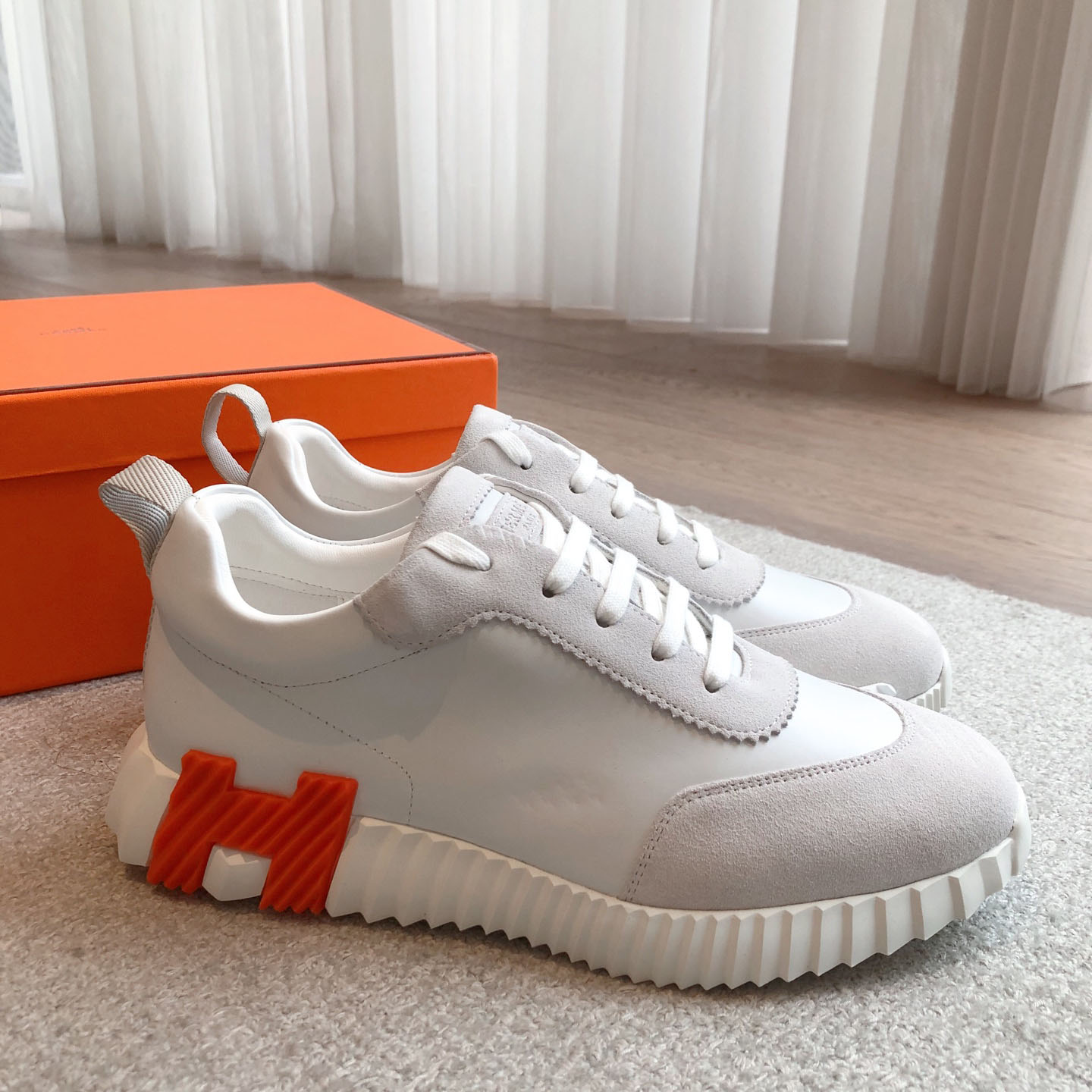 Hermes  Paris  Bouncing Calf  Sneaker  White - DopestKickz