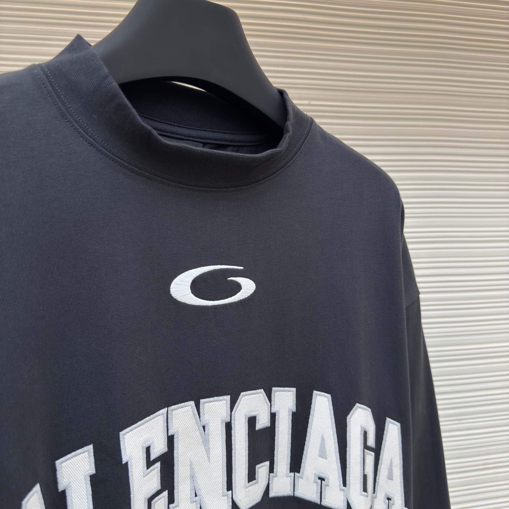 Balenciaga Basketball Series - Long Sleeve T-Shirt Large Fit In Washed Black - DopestKickz