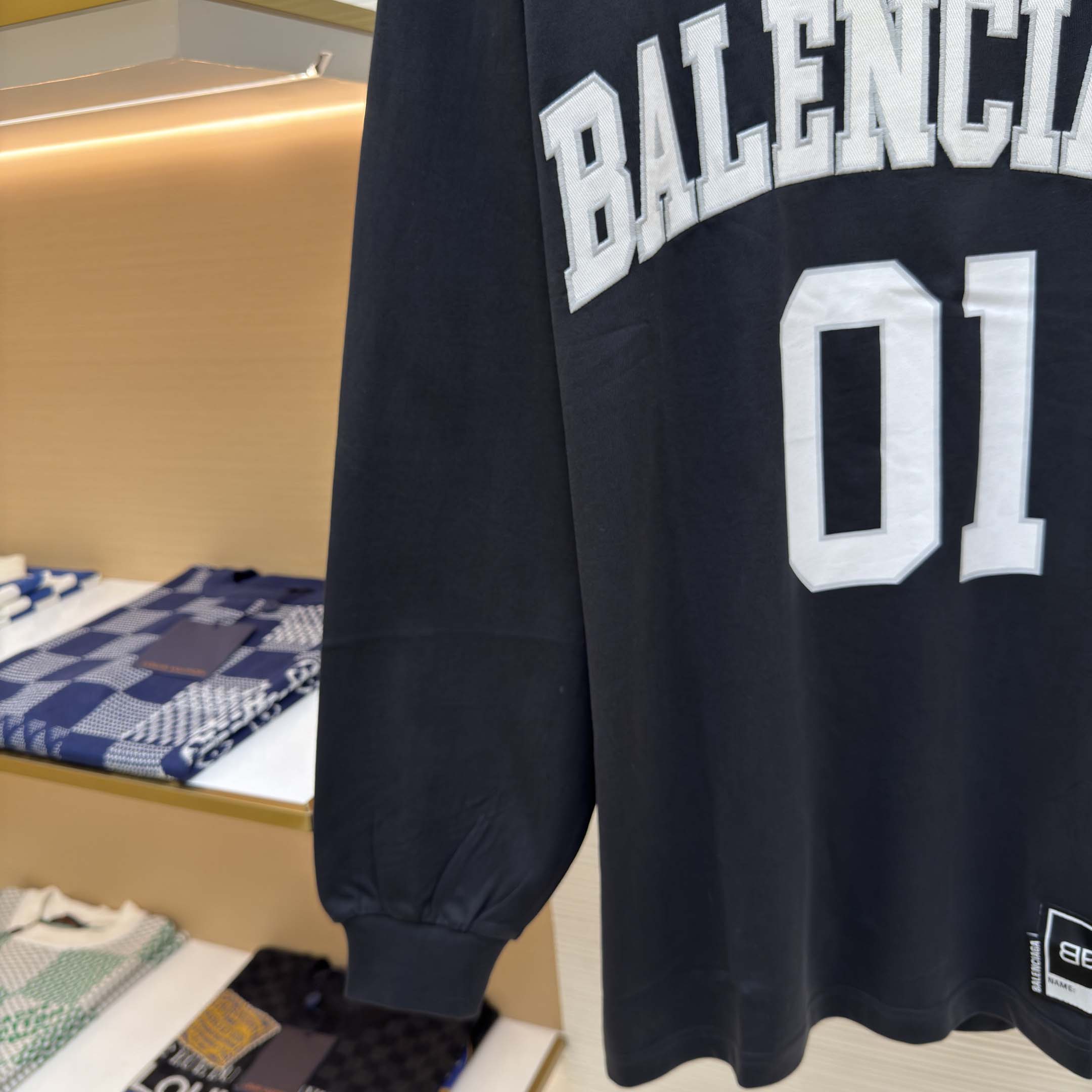 Balenciaga Basketball Series - Long Sleeve T-Shirt Large Fit In Washed Black - DopestKickz