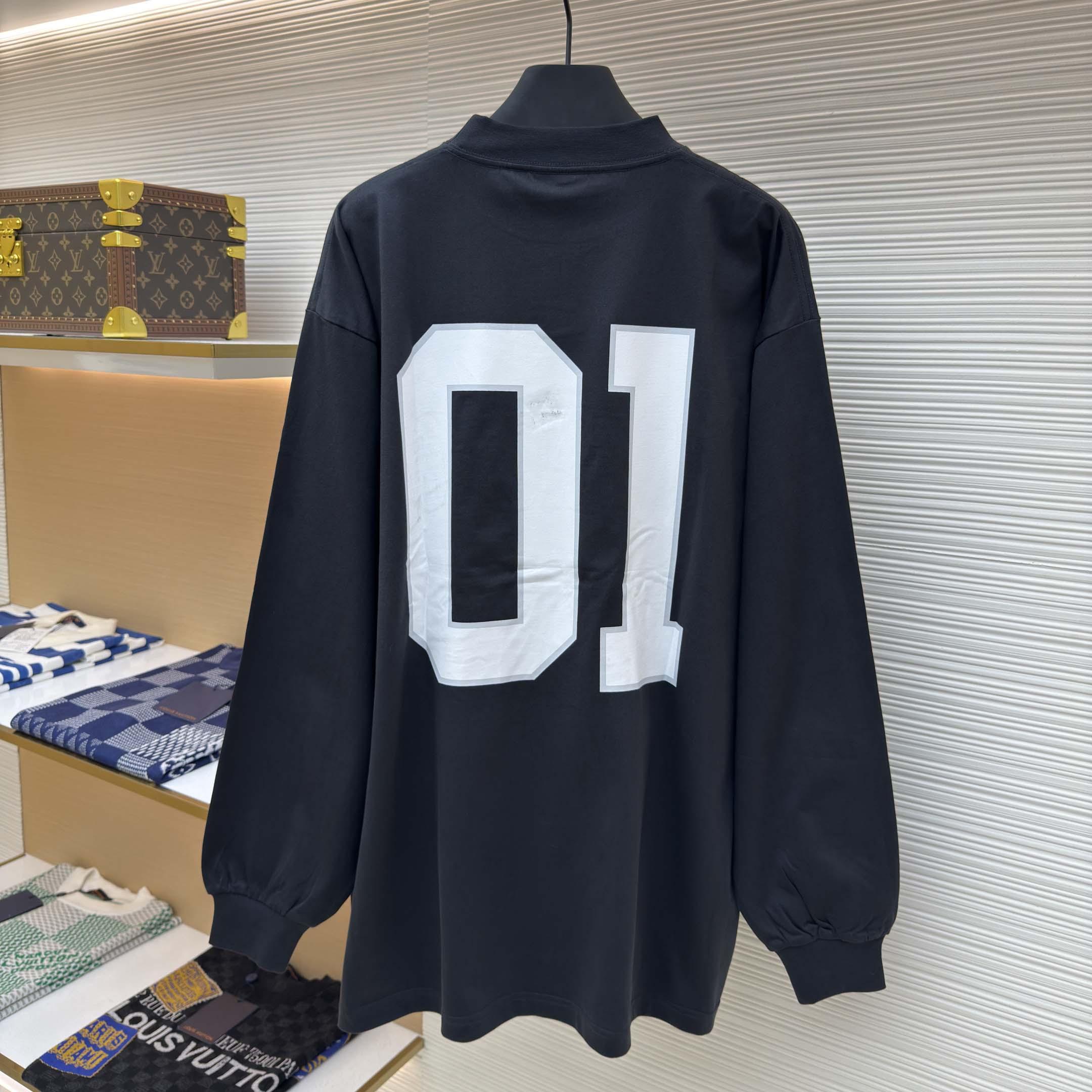 Balenciaga Basketball Series - Long Sleeve T-Shirt Large Fit In Washed Black - DopestKickz