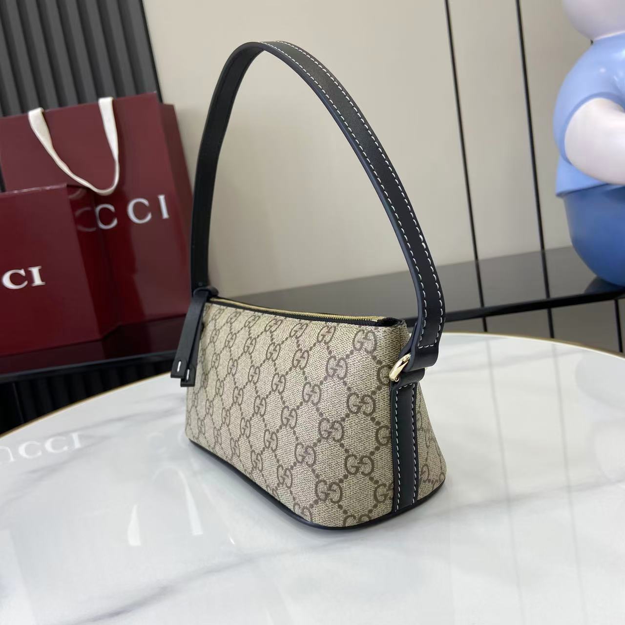 Gucci GG Emblem Small Shoulder Bag - DopestKickz
