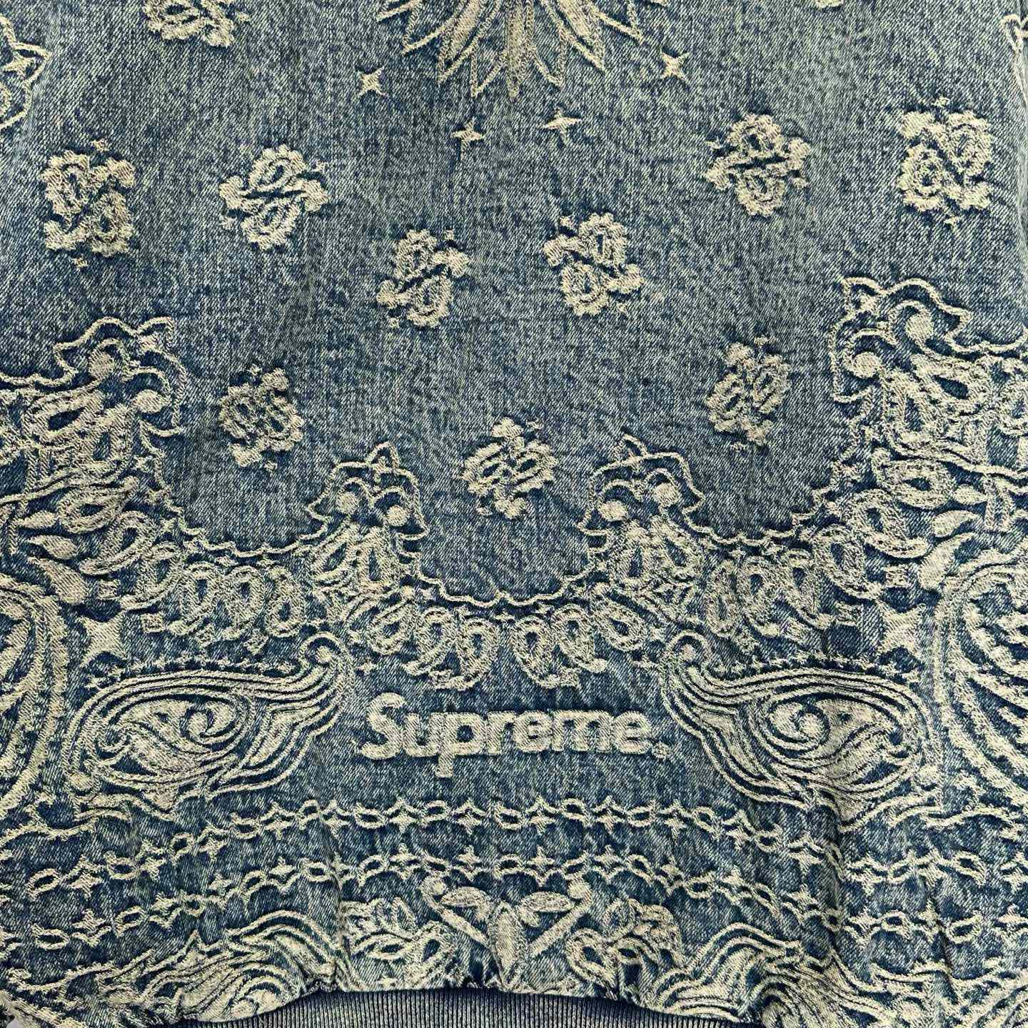 Supreme Bandana Jacquard Denim Hooded Work Jacket 'Blue' - DopestKickz