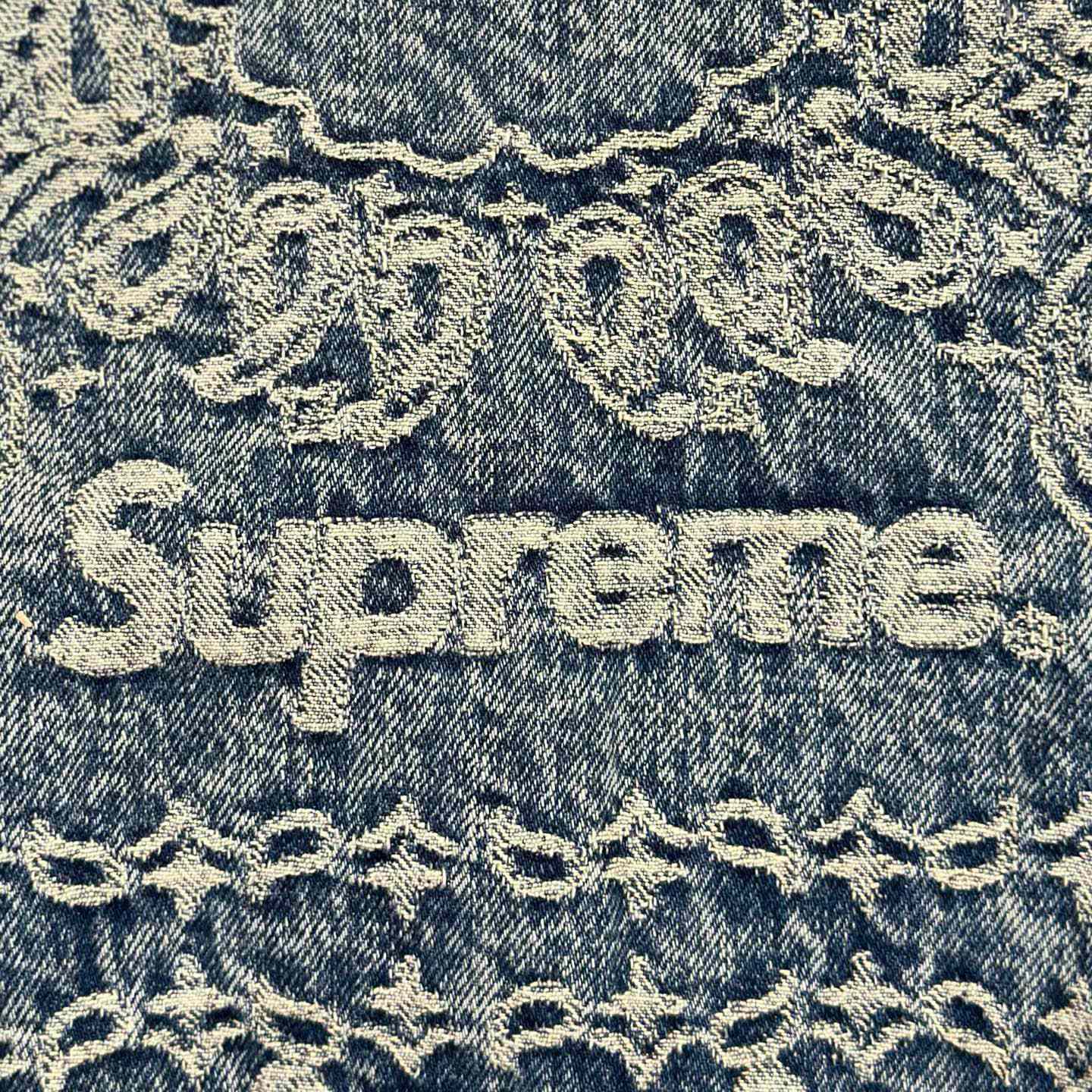 Supreme Bandana Jacquard Denim Hooded Work Jacket 'Blue' - DopestKickz
