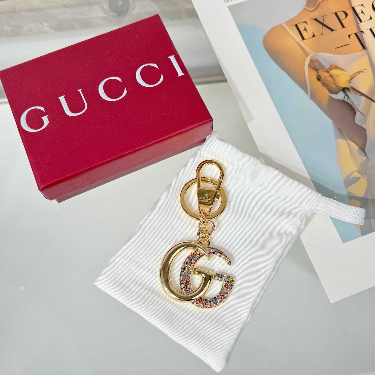 Gucci Crystal Double G keychain - DopestKickz