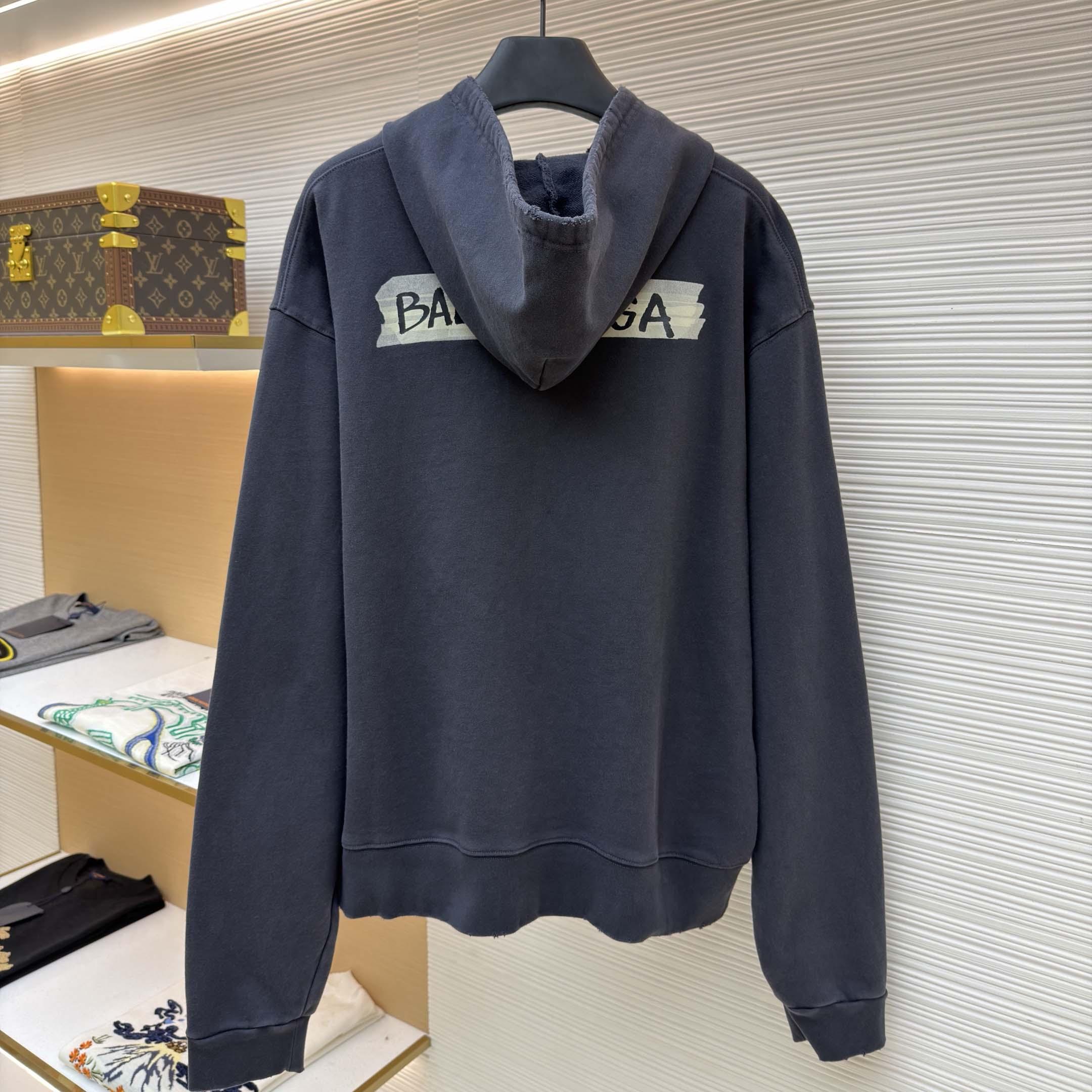 Balenciaga Masking Tape Oversized Zip-up Hoodie  - DopestKickz