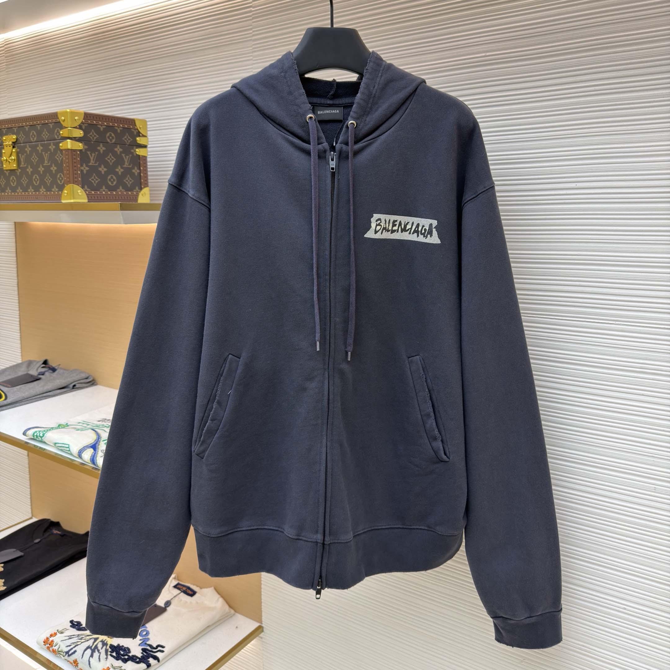 Balenciaga Masking Tape Oversized Zip-up Hoodie  - DopestKickz