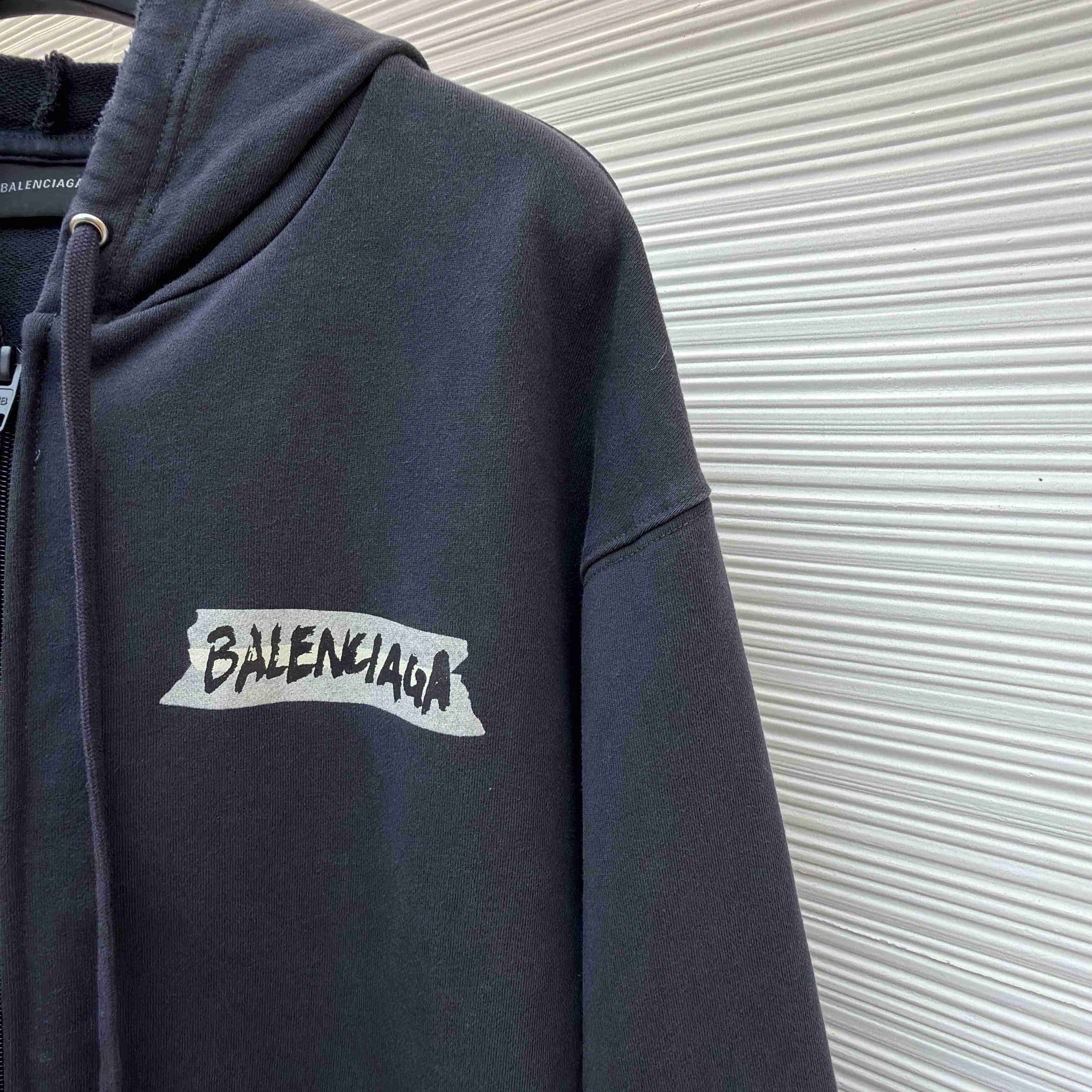 Balenciaga Masking Tape Oversized Zip-up Hoodie  - DopestKickz