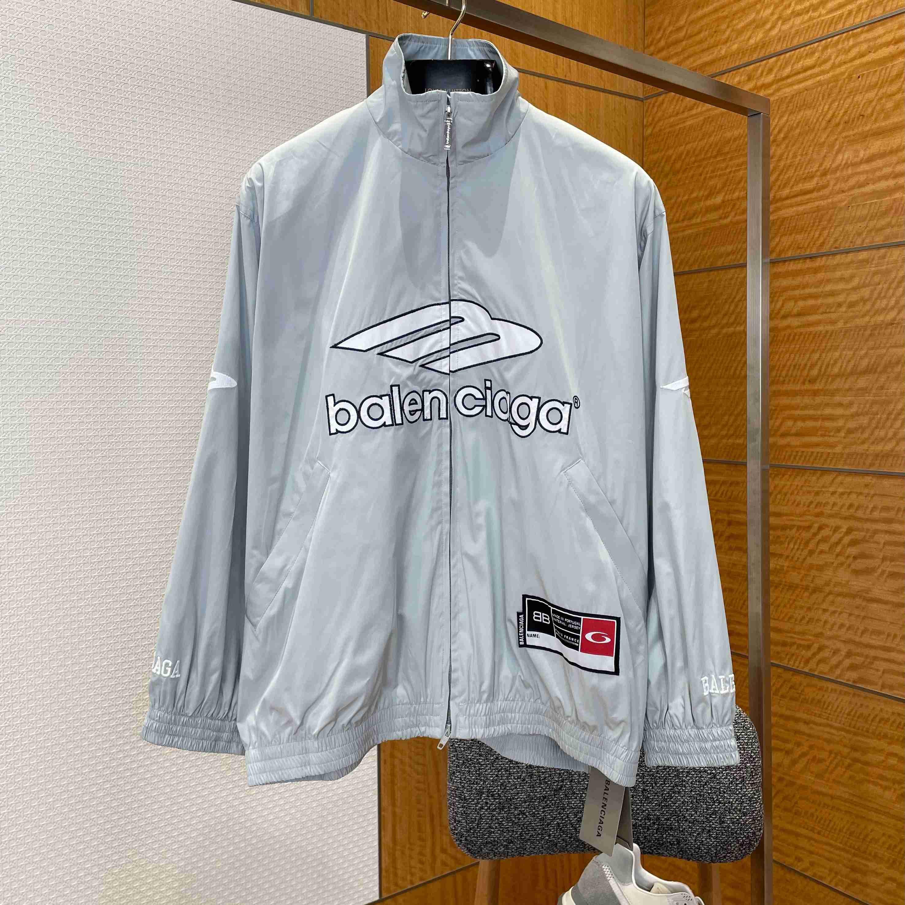 Balenciaga 3B Football Jacket In New Grey - DopestKickz