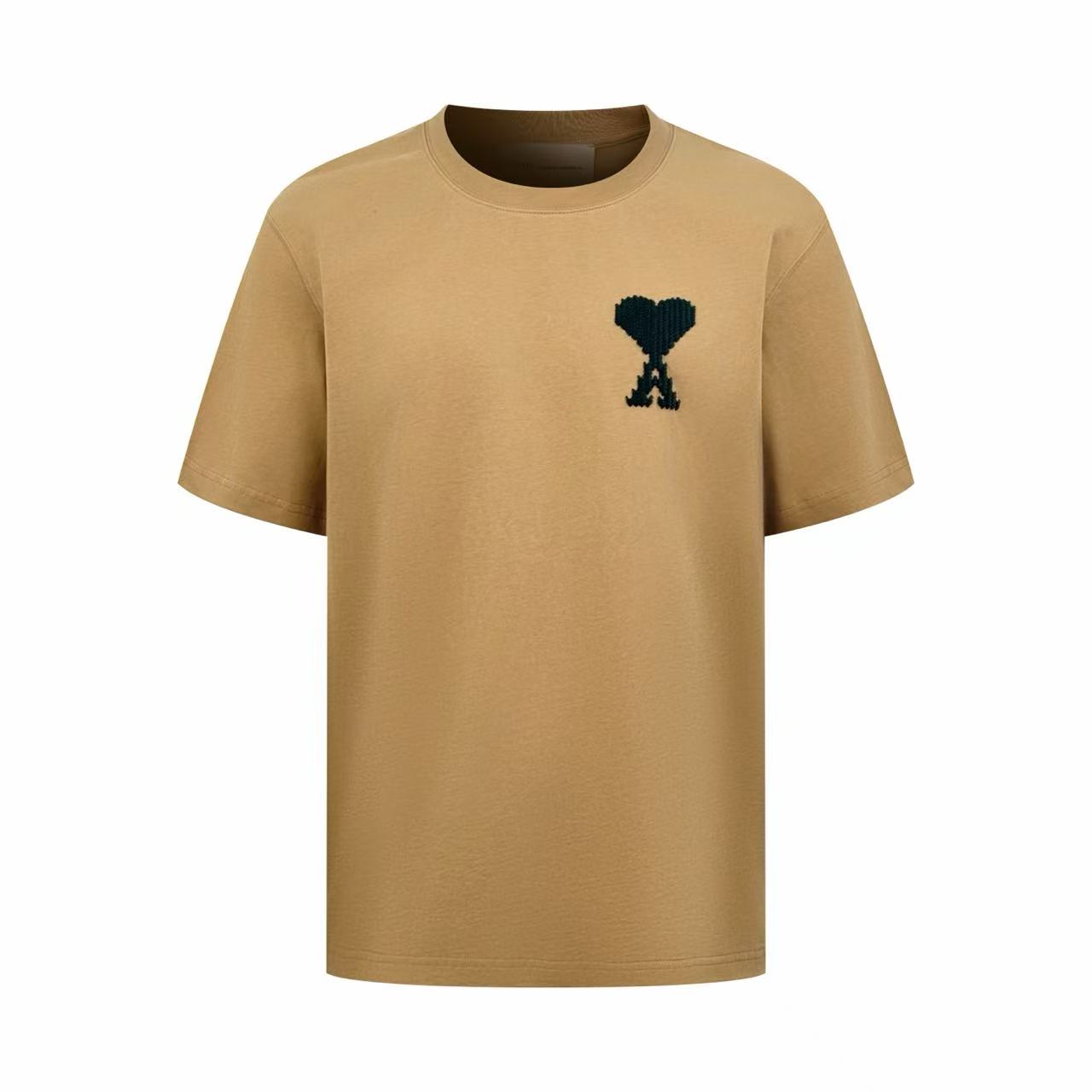 AMI Paris Beige Cotton Ami De Coeur T-shirt - DopestKickz