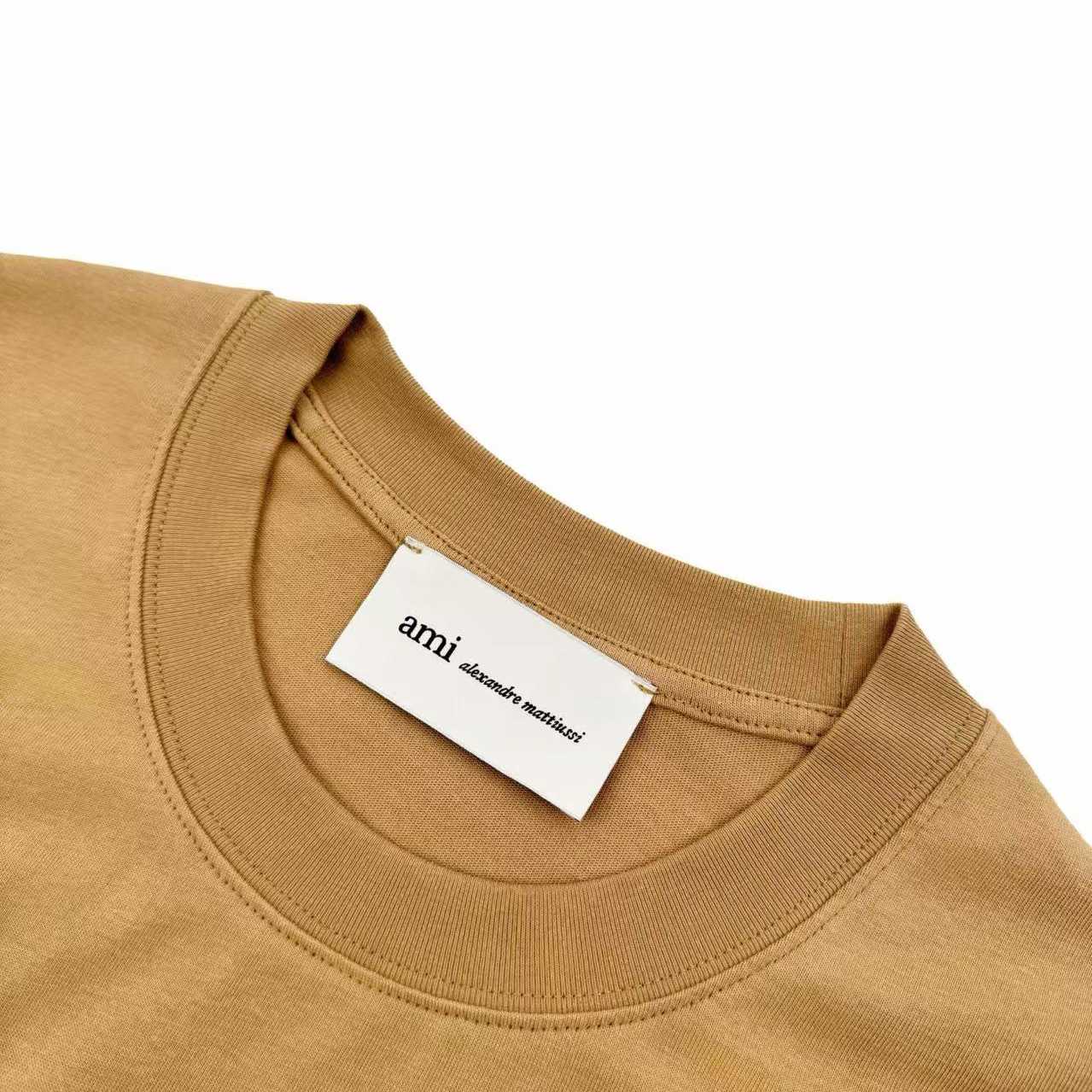 AMI Paris Beige Cotton Ami De Coeur T-shirt - DopestKickz