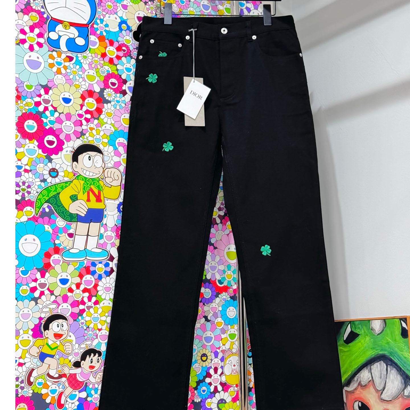 Dior Long Regular Jeans with Dior Clover Embroideries  - DopestKickz