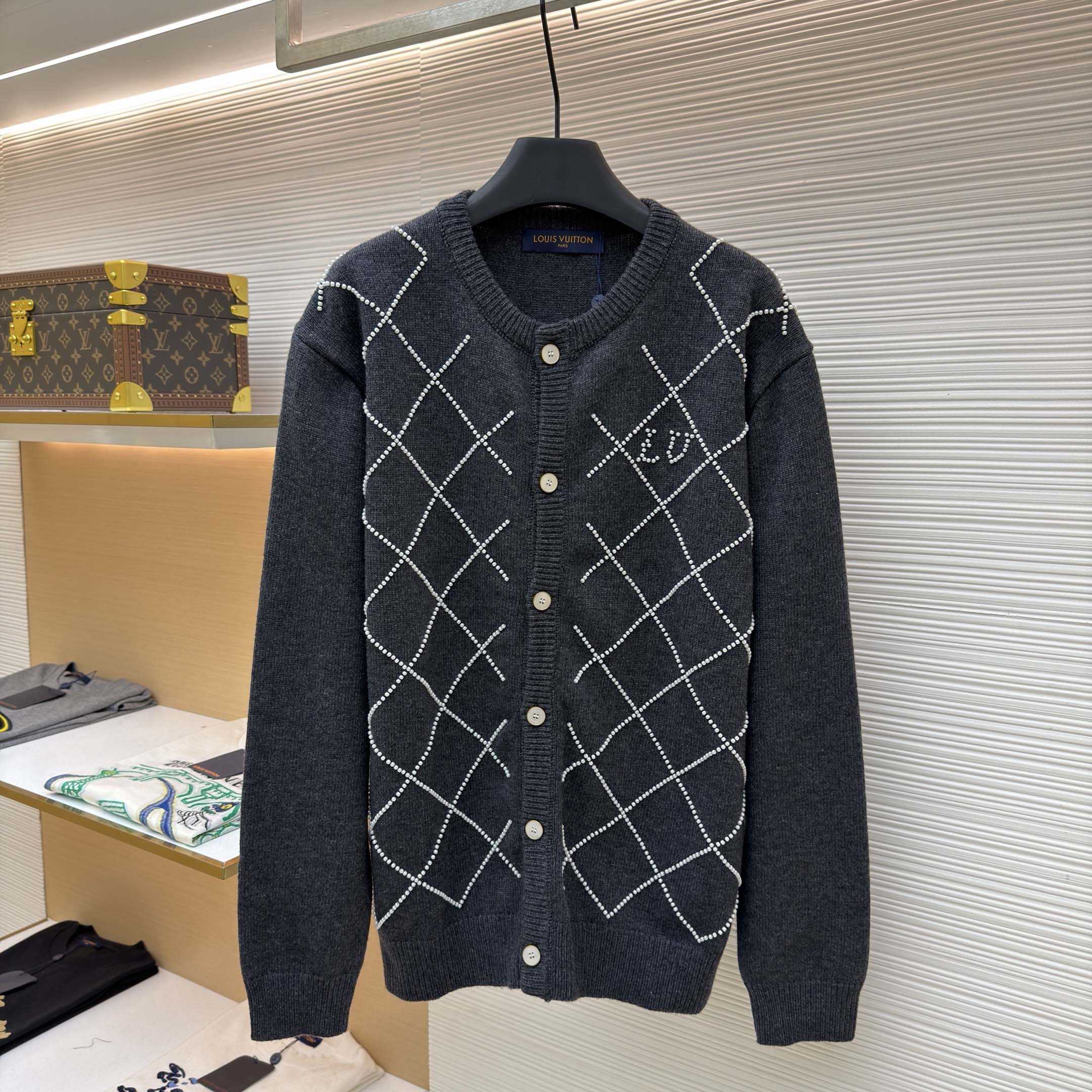 Louis Vuitton Cardigan With Pearly Embroidery   1AJBUT - DopestKickz