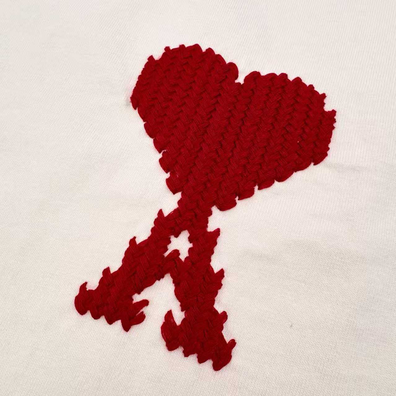 AMI Paris White Cotton Ami De Coeur T-shirt - DopestKickz