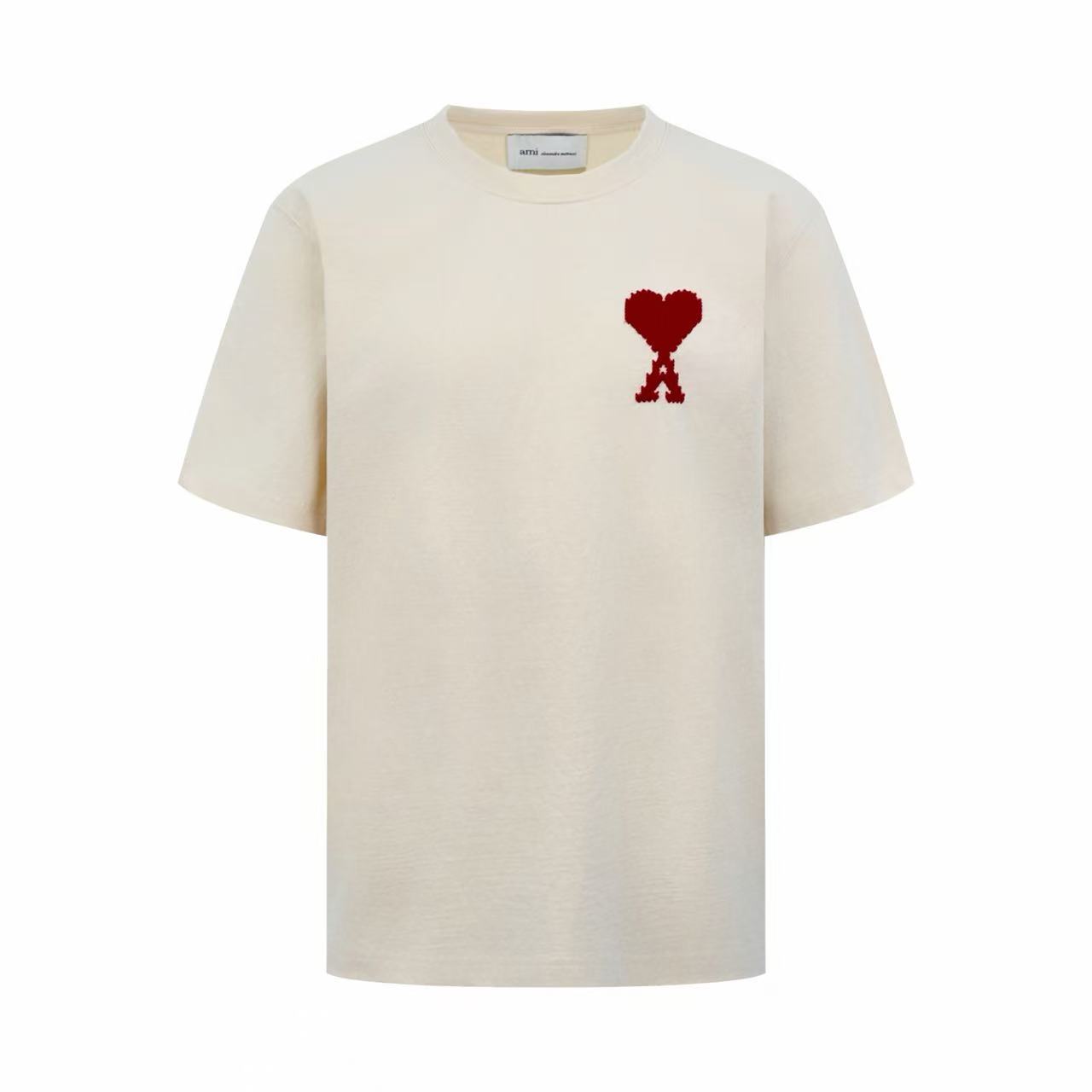 AMI Paris White Cotton Ami De Coeur T-shirt - DopestKickz