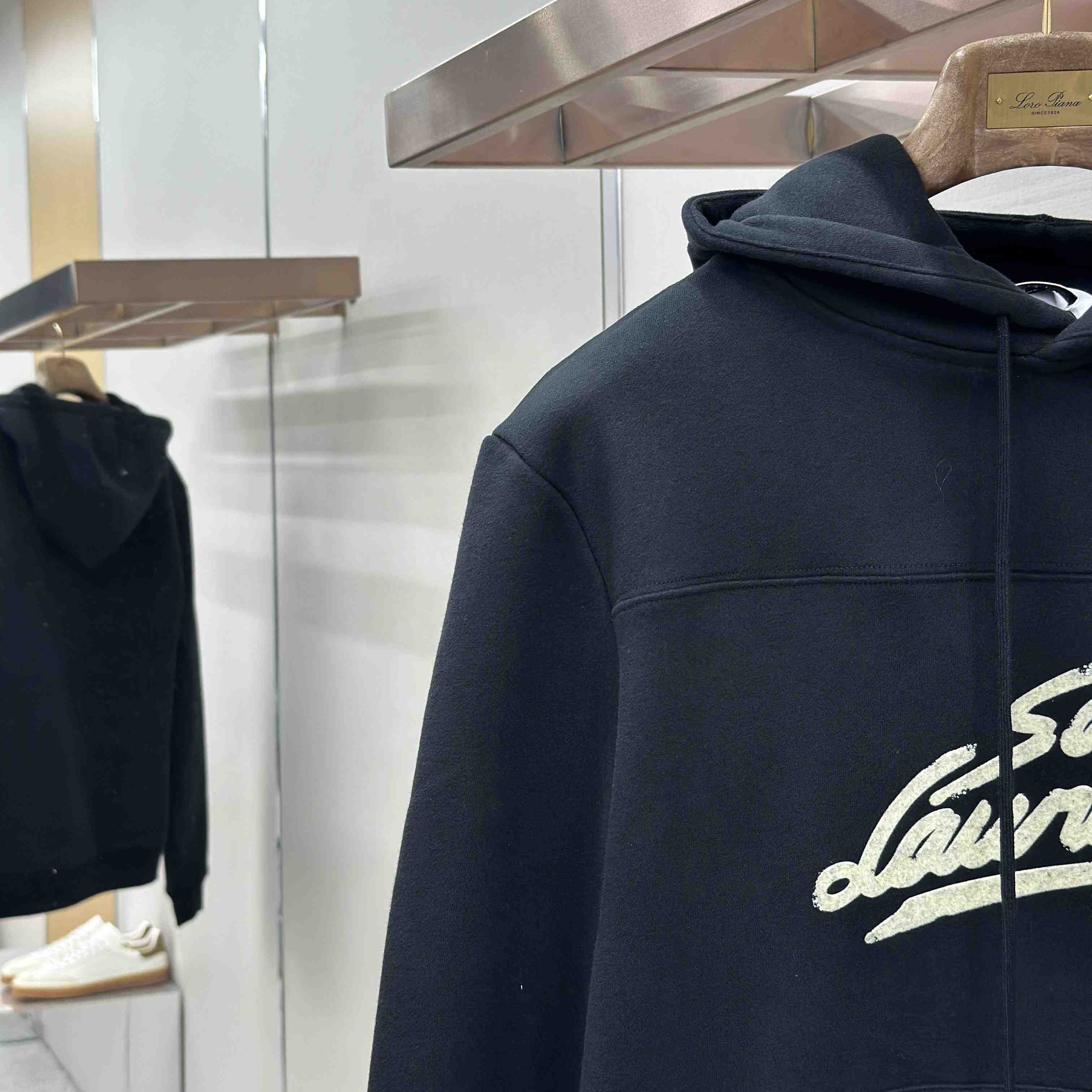 Saint Laurent Scipt Logo Hoodie 'Noir/Naturel' - DopestKickz