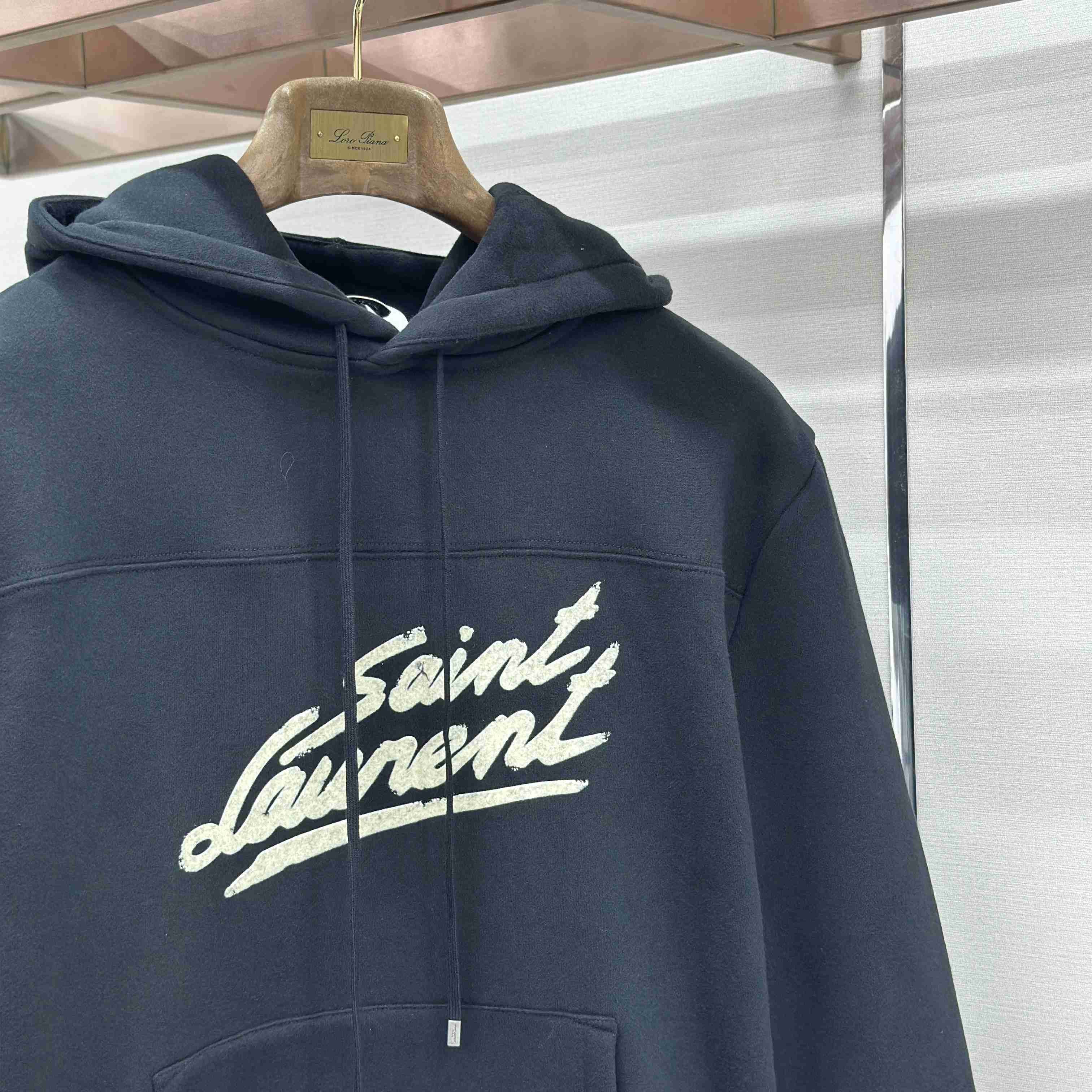 Saint Laurent Scipt Logo Hoodie 'Noir/Naturel' - DopestKickz