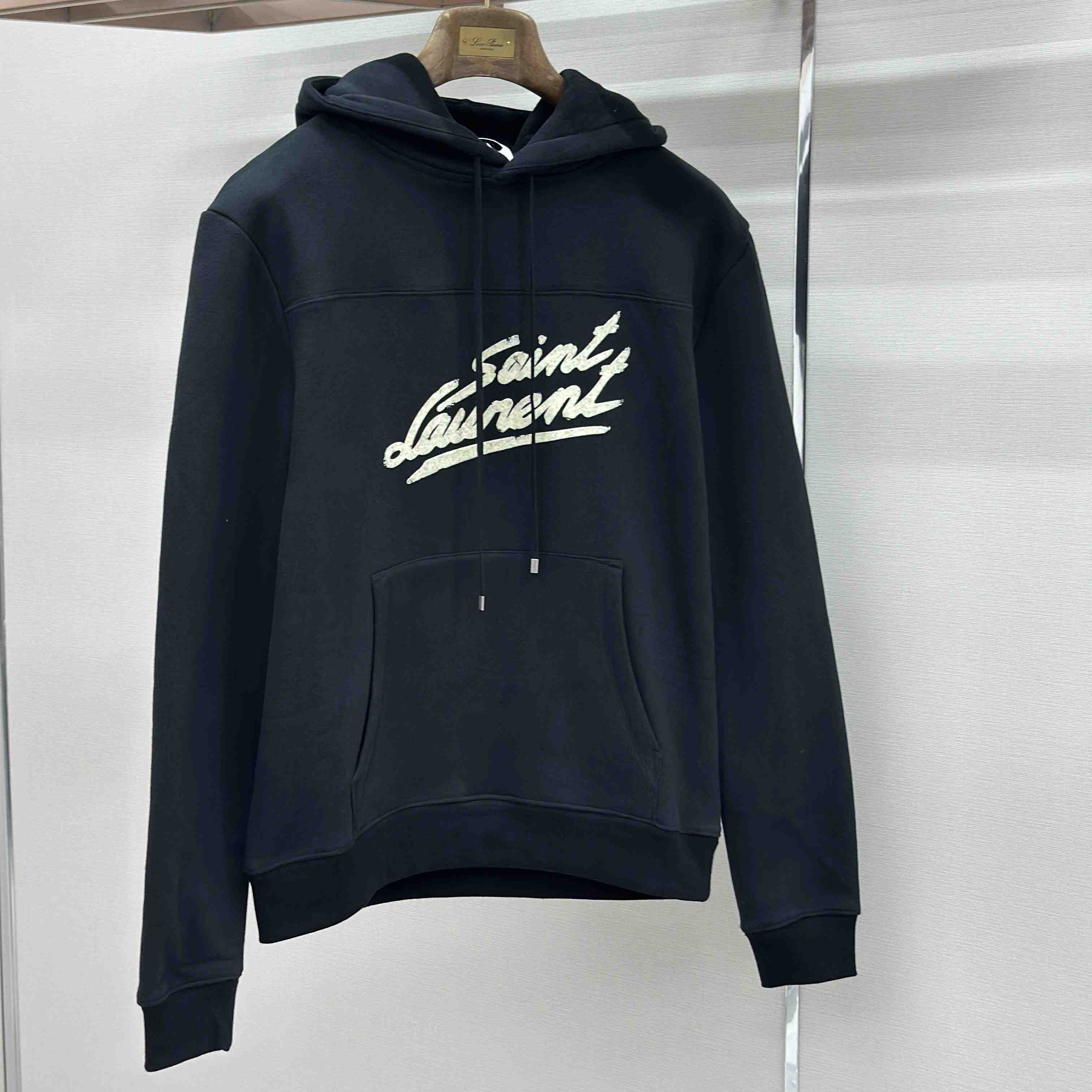Saint Laurent Scipt Logo Hoodie 'Noir/Naturel' - DopestKickz
