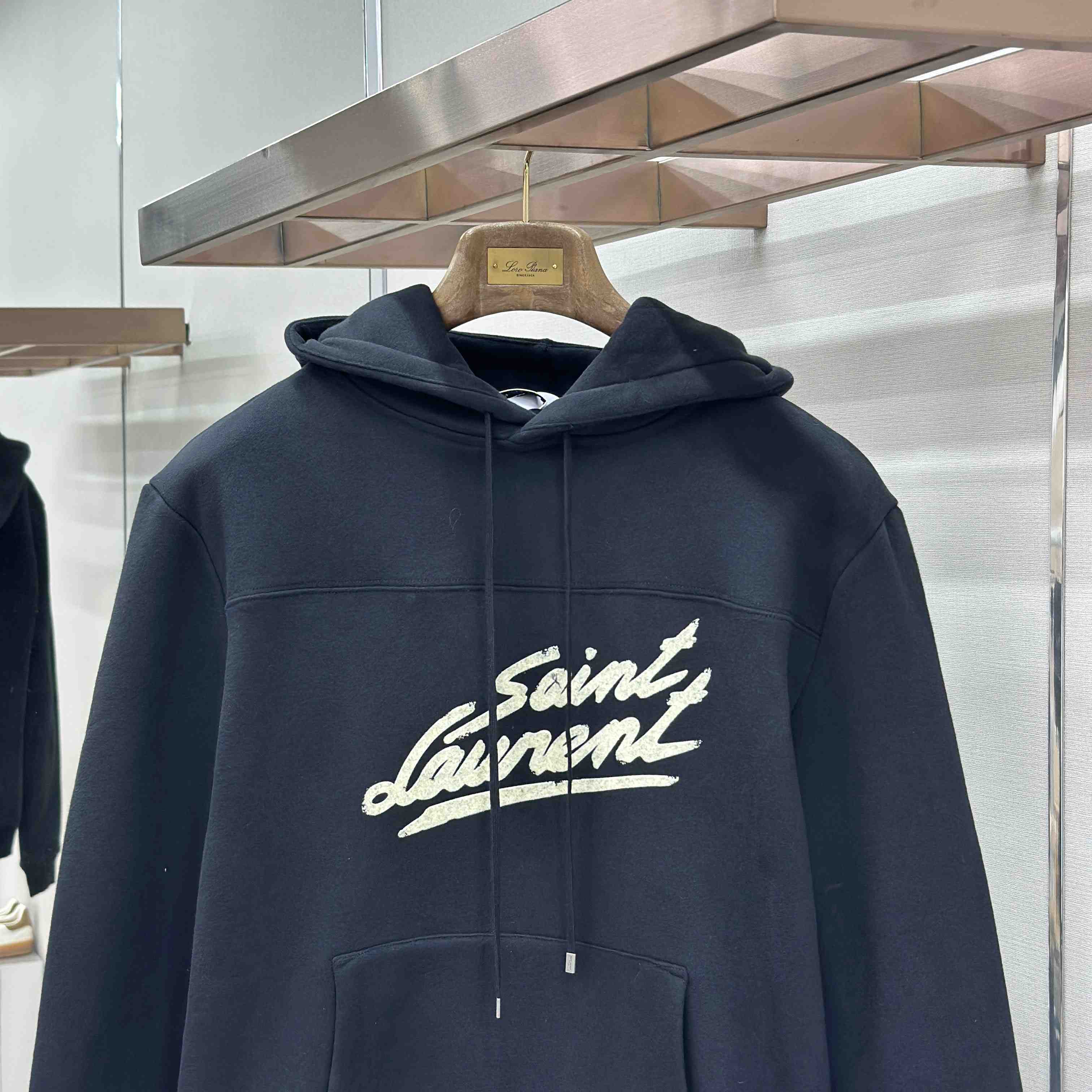 Saint Laurent Scipt Logo Hoodie 'Noir/Naturel' - DopestKickz