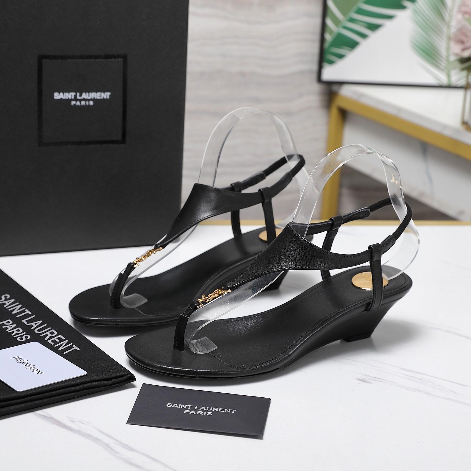 Saint Laurent Leather Sandals - DopestKickz