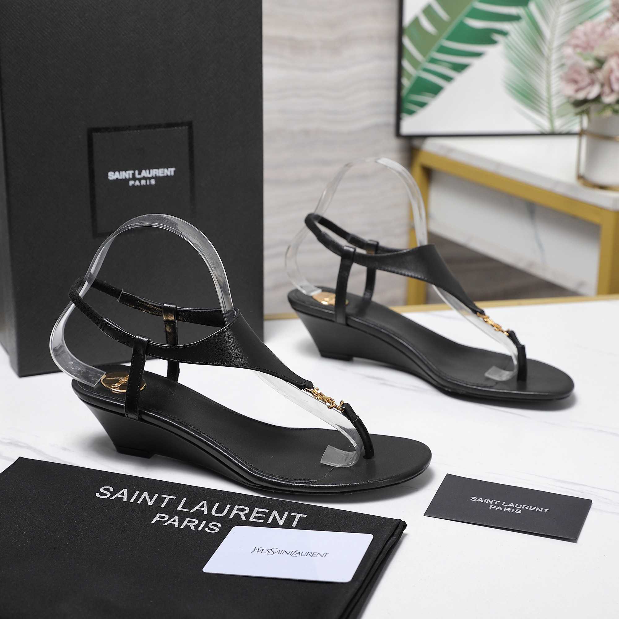 Saint Laurent Leather Sandals - DopestKickz
