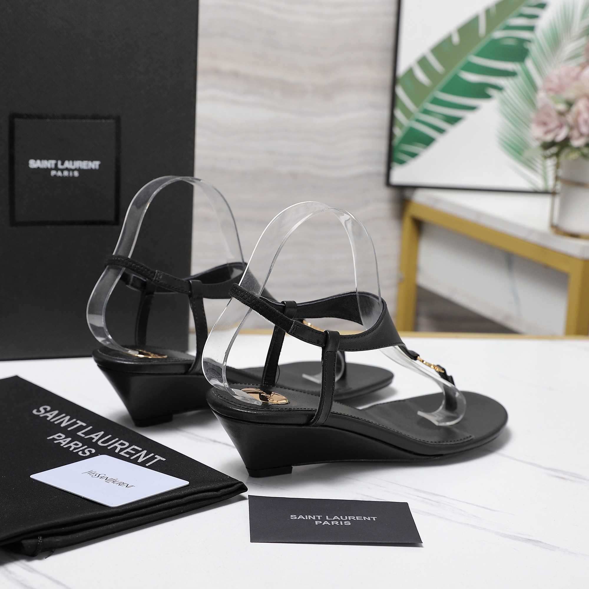 Saint Laurent Leather Sandals - DopestKickz
