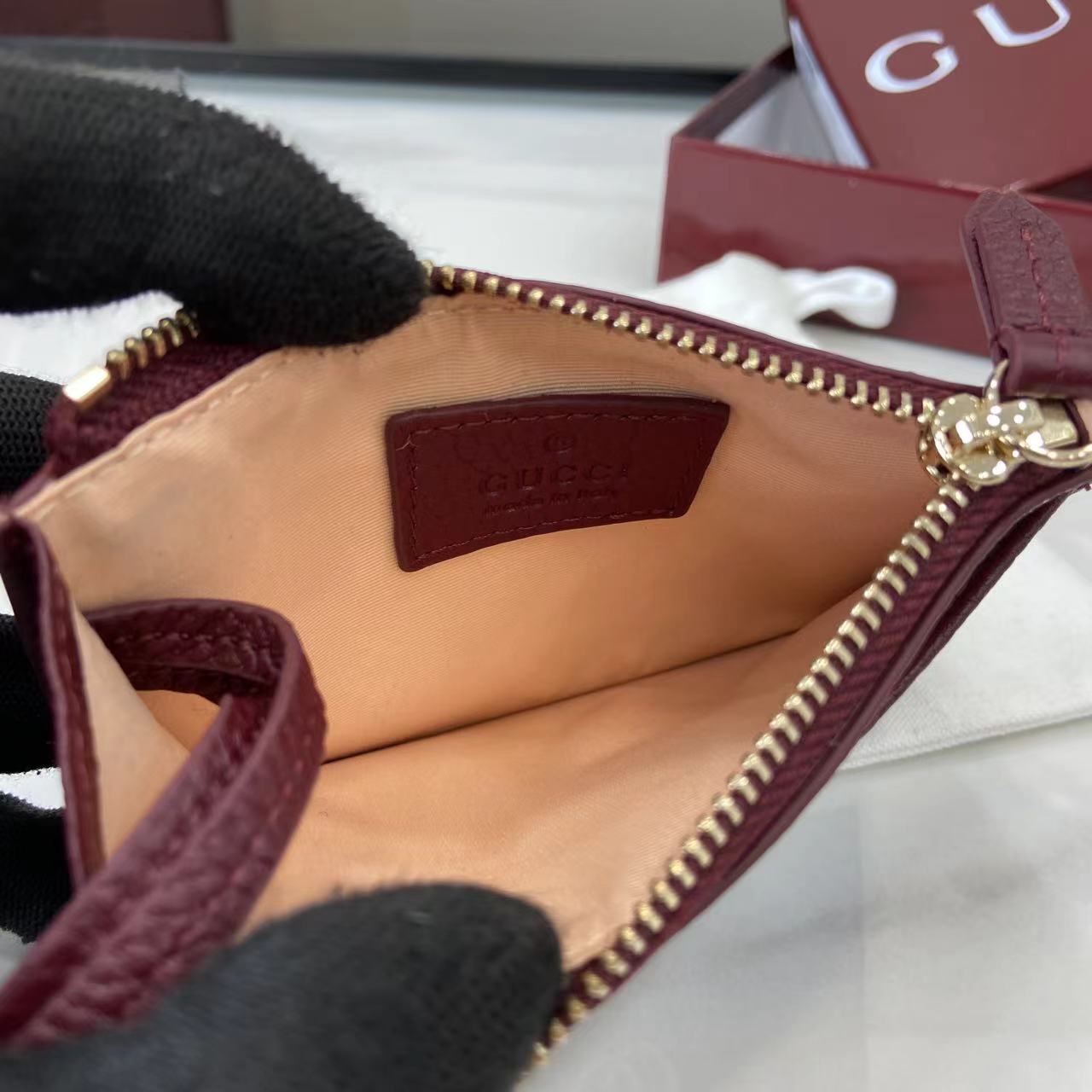 Gucci Bi-color GG Marmont Zip Key Pouch - DopestKickz