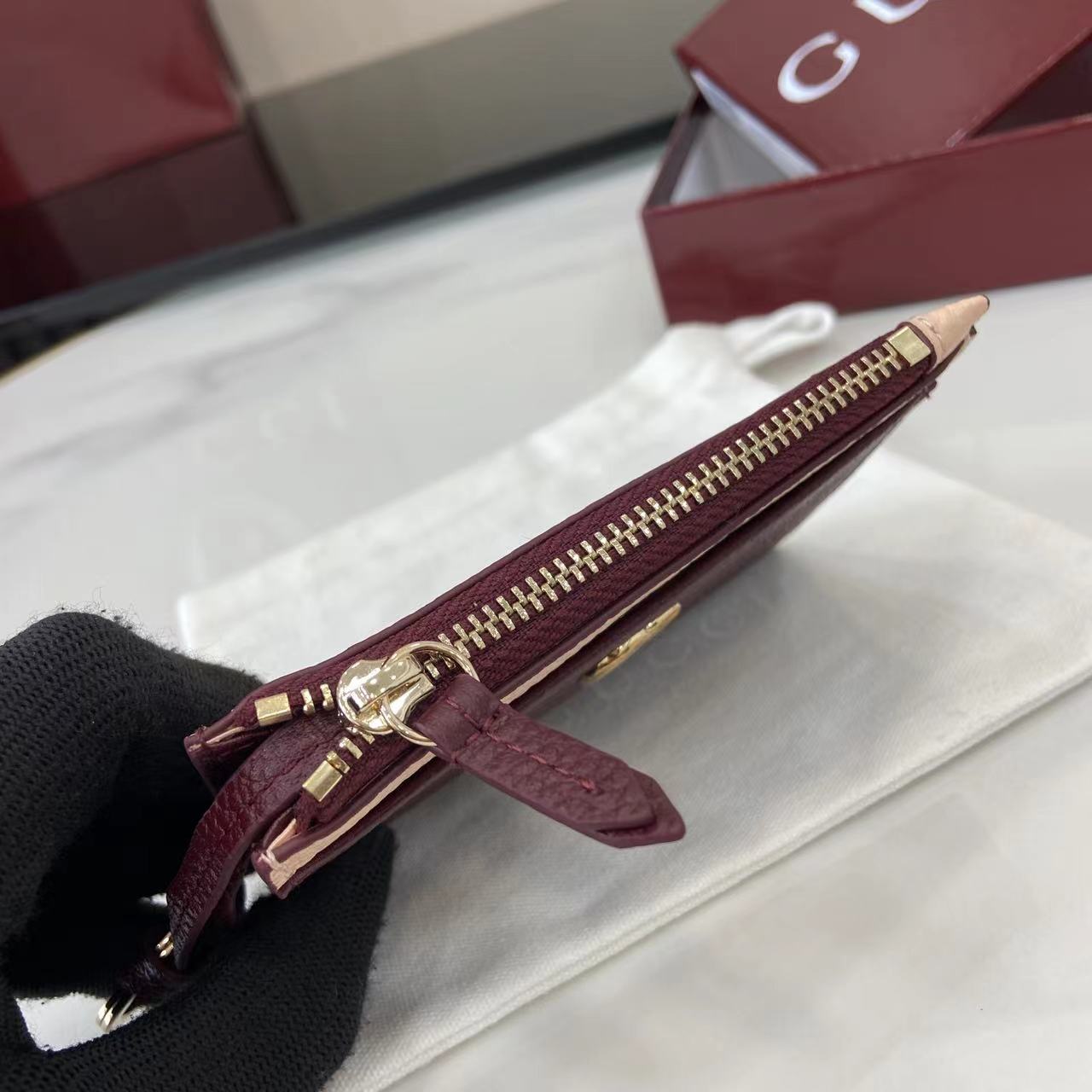 Gucci Bi-color GG Marmont Zip Key Pouch - DopestKickz