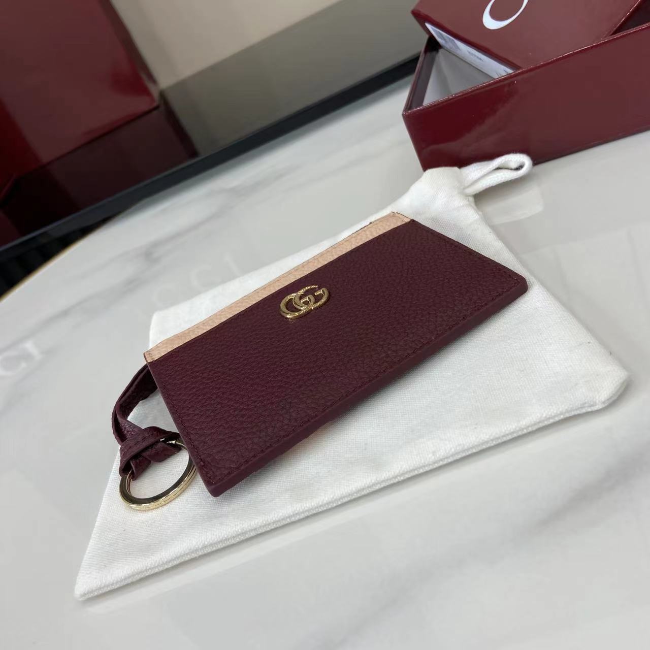 Gucci Bi-color GG Marmont Zip Key Pouch - DopestKickz