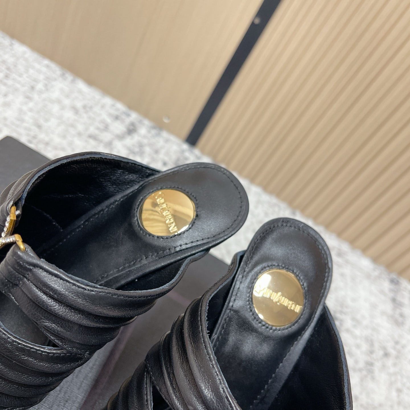 Saint Laurent EMILIE Mules In Satin Crepe - DopestKickz