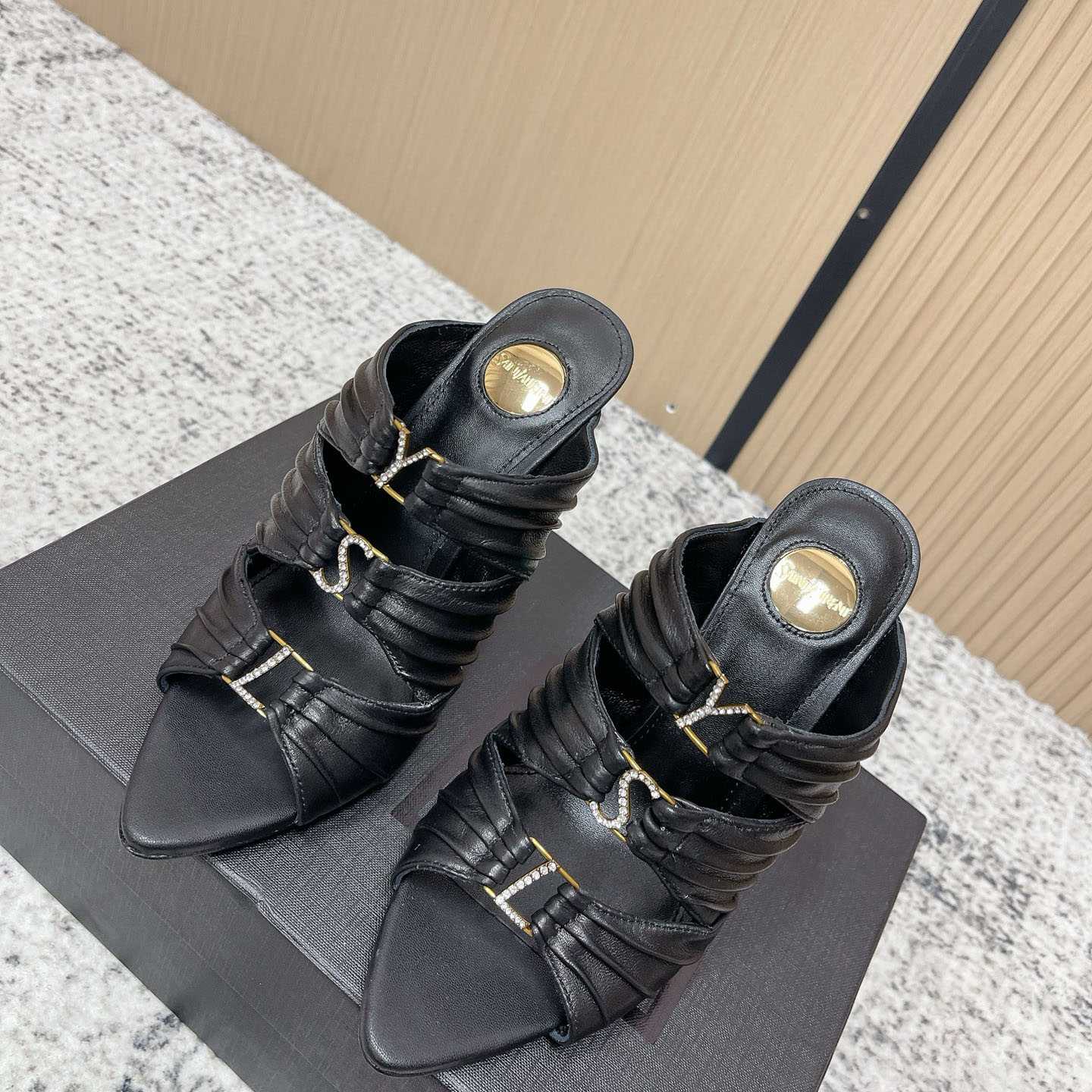 Saint Laurent EMILIE Mules In Satin Crepe - DopestKickz