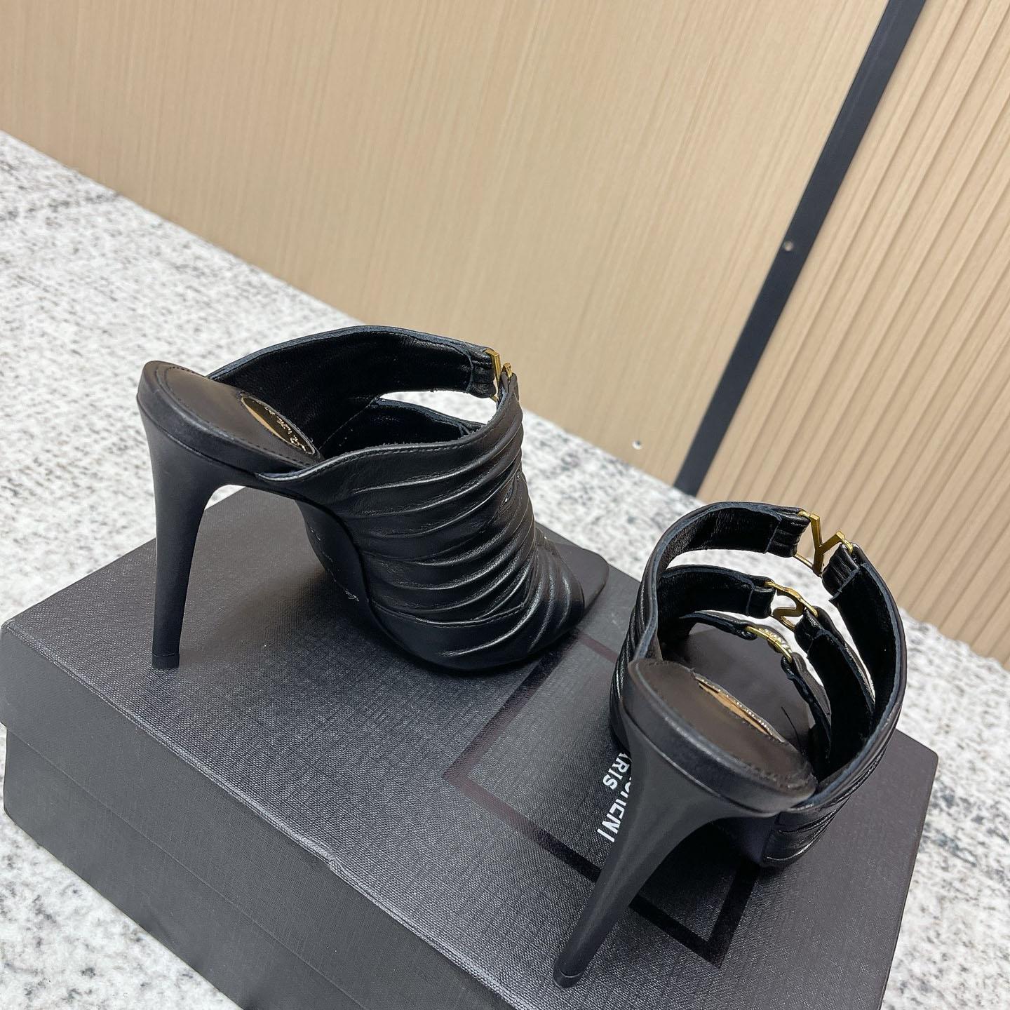 Saint Laurent EMILIE Mules In Satin Crepe - DopestKickz