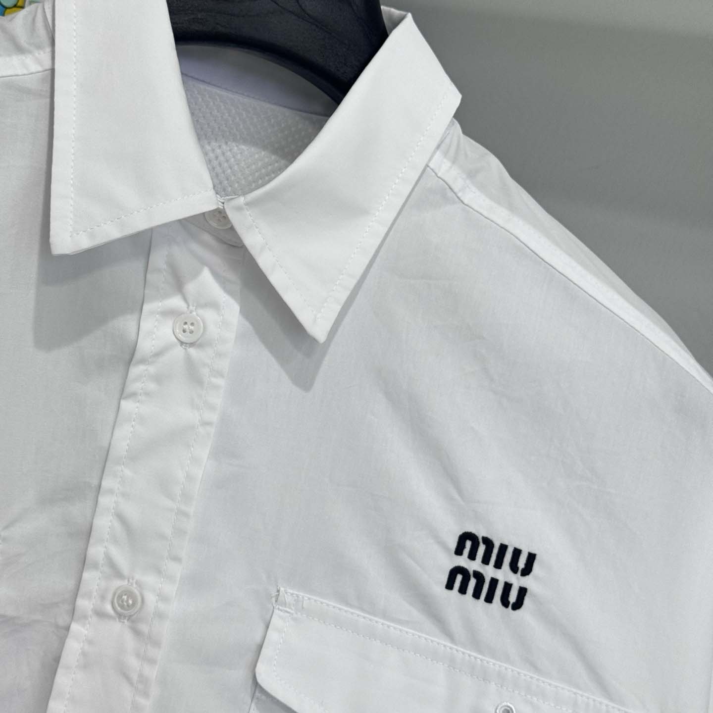 Miu Miu Logo-embroidered Cropped Poplin Shirt - DopestKickz