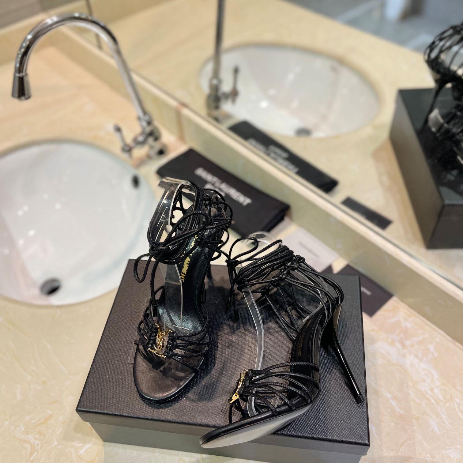 Saint Laurent BABYLONE Sandals In Smooth Leather - DopestKickz