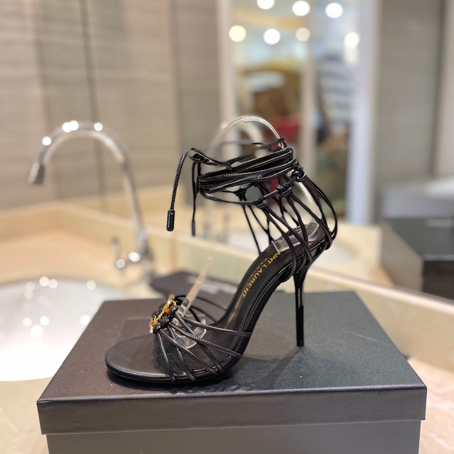 Saint Laurent BABYLONE Sandals In Smooth Leather - DopestKickz