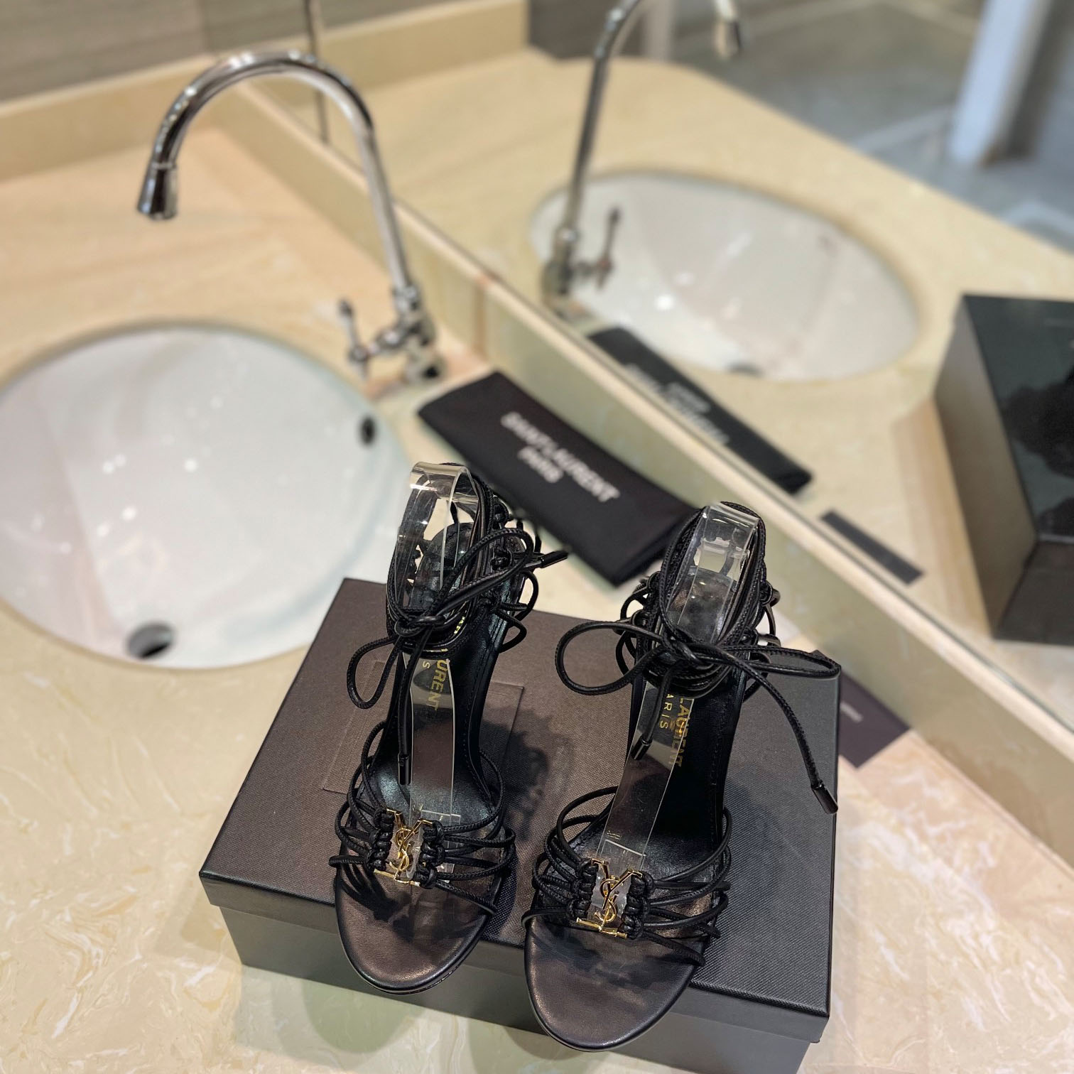 Saint Laurent BABYLONE Sandals In Smooth Leather - DopestKickz