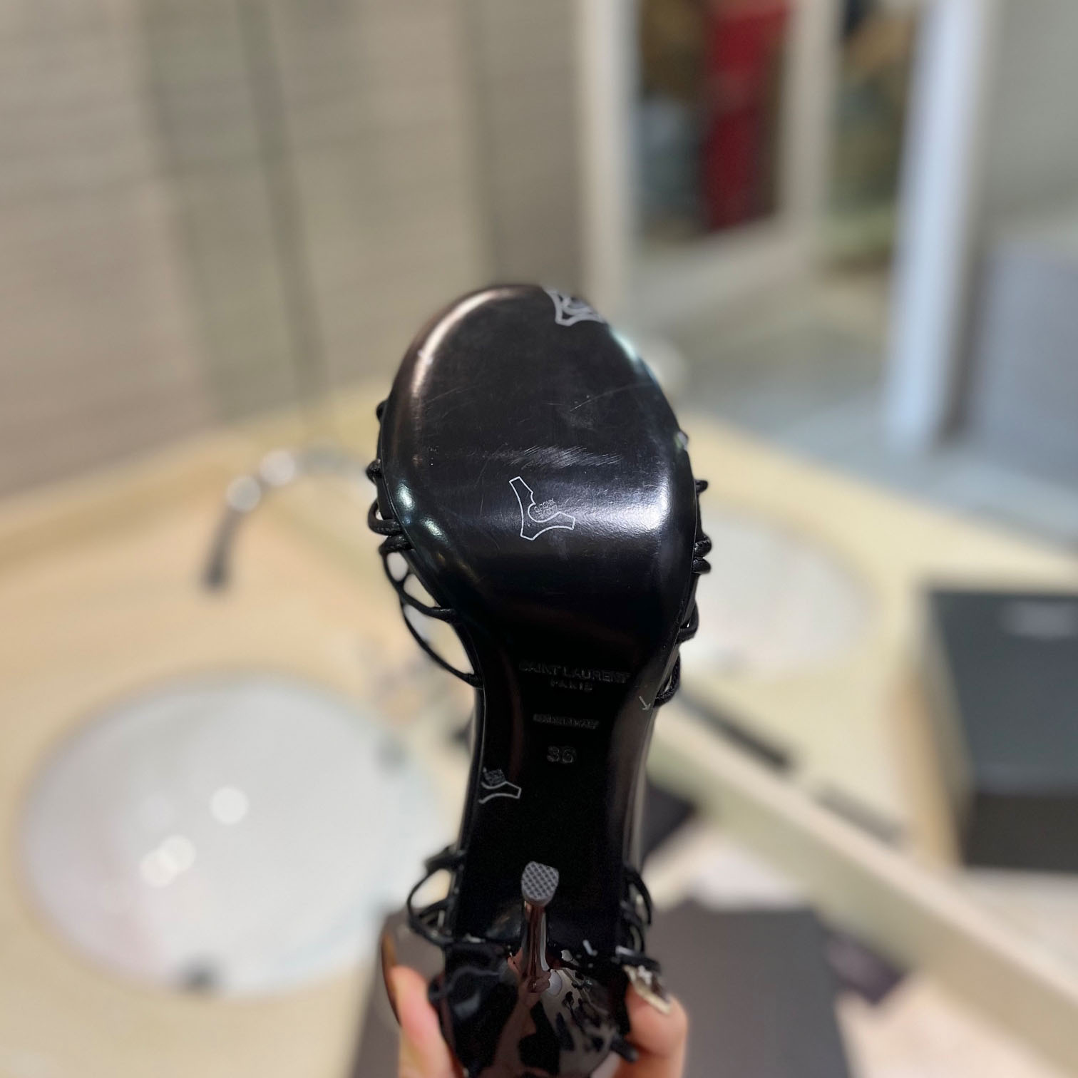 Saint Laurent BABYLONE Sandals In Smooth Leather - DopestKickz