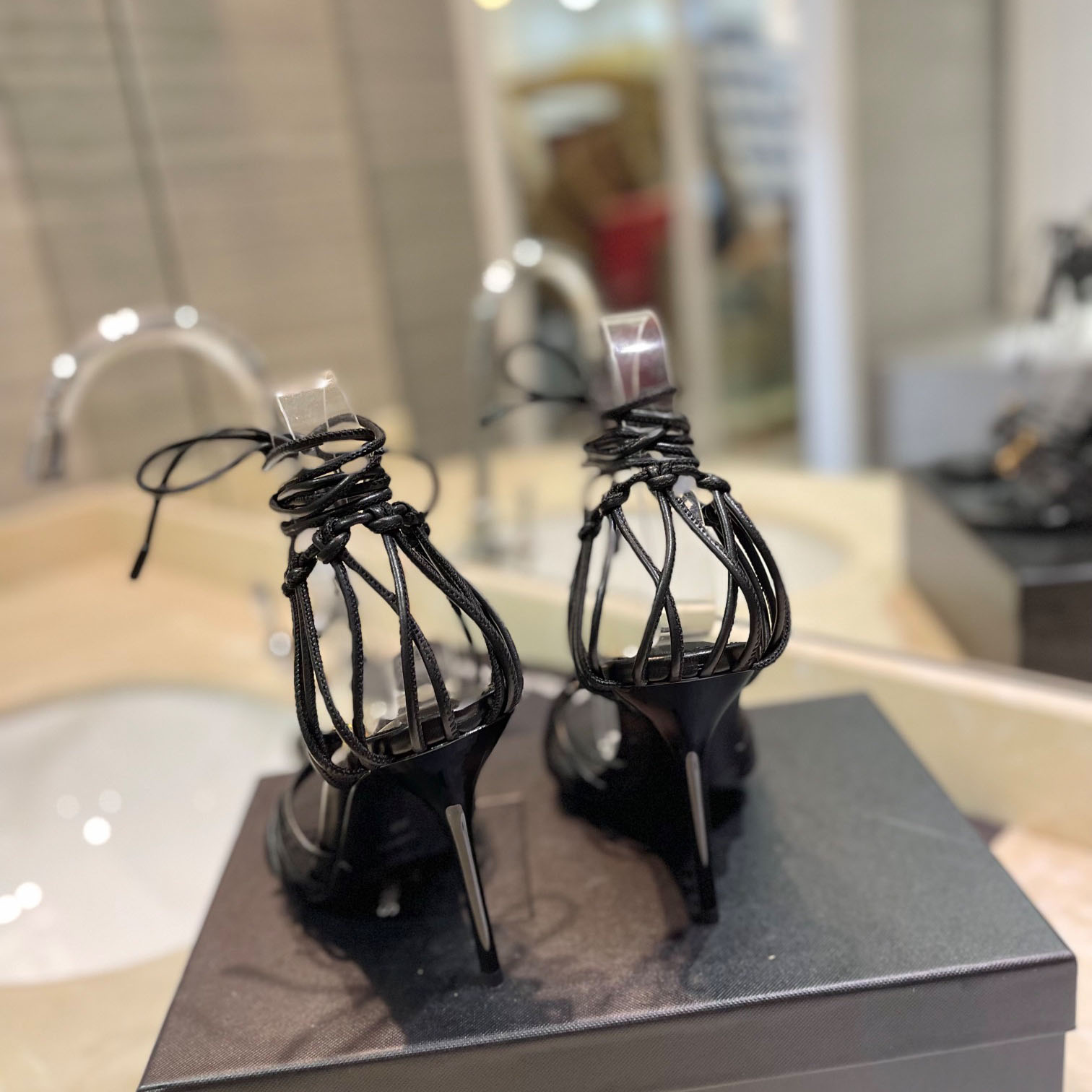 Saint Laurent BABYLONE Sandals In Smooth Leather - DopestKickz