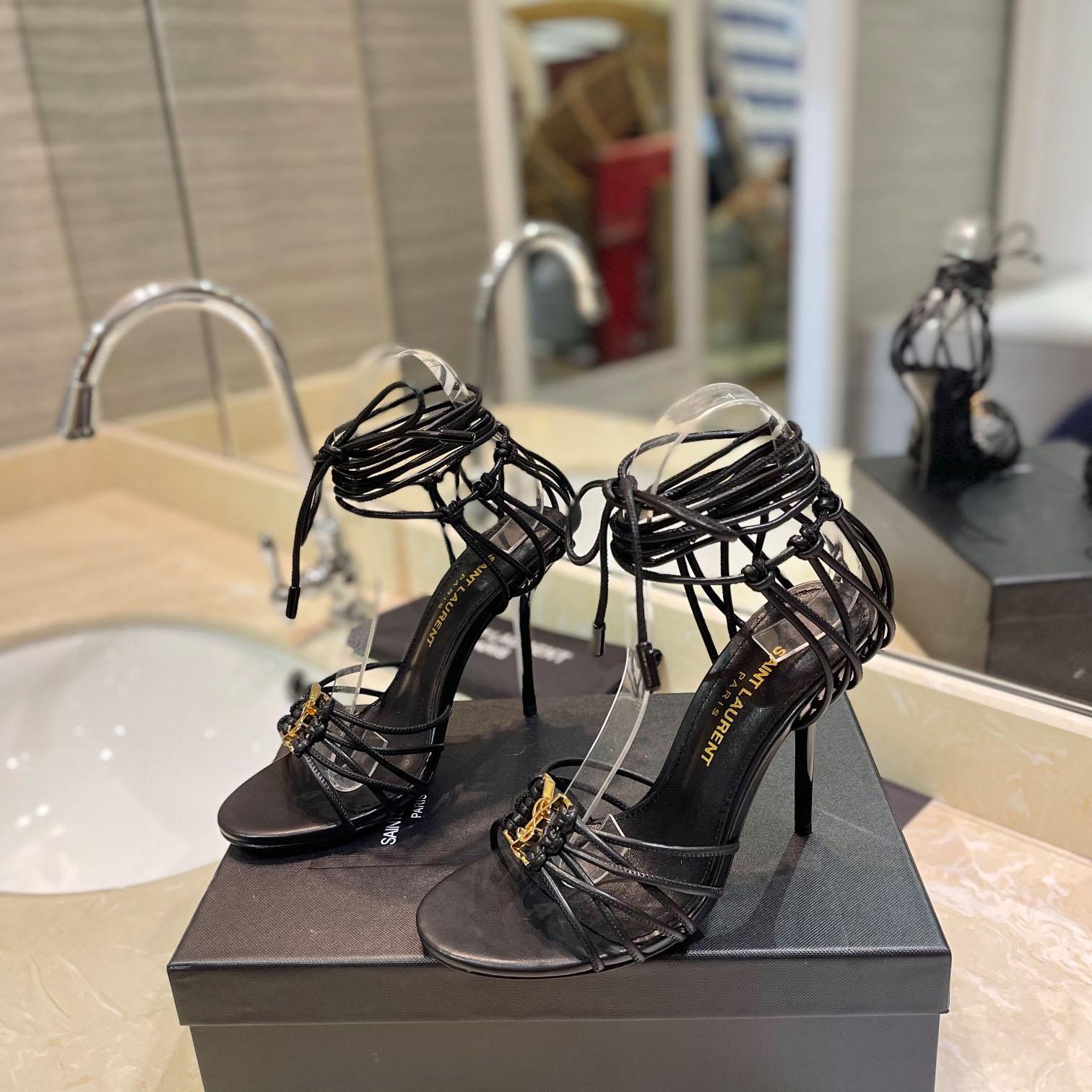 Saint Laurent BABYLONE Sandals In Smooth Leather - DopestKickz