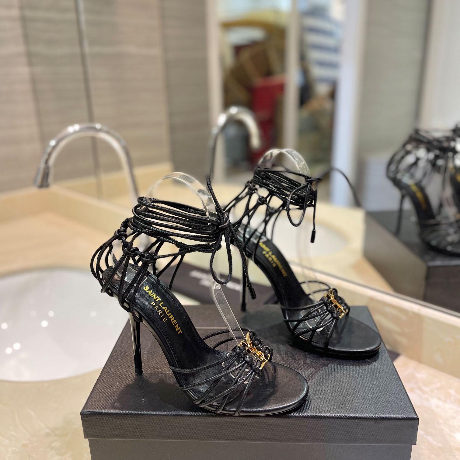 Saint Laurent BABYLONE Sandals In Smooth Leather - DopestKickz