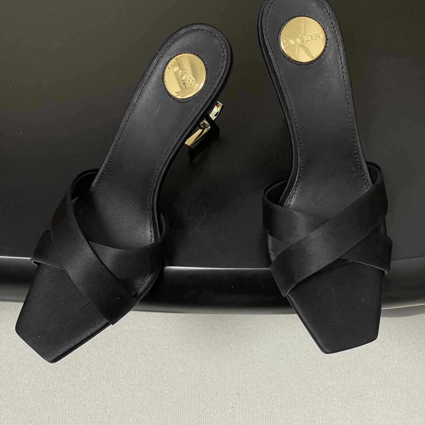 Saint Laurent Opyum Mules In Satin Crepe  - DopestKickz