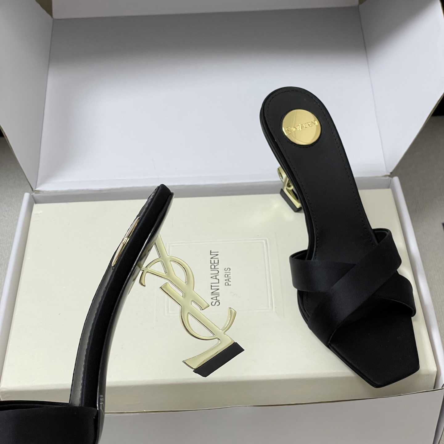 Saint Laurent Opyum Mules In Satin Crepe  - DopestKickz