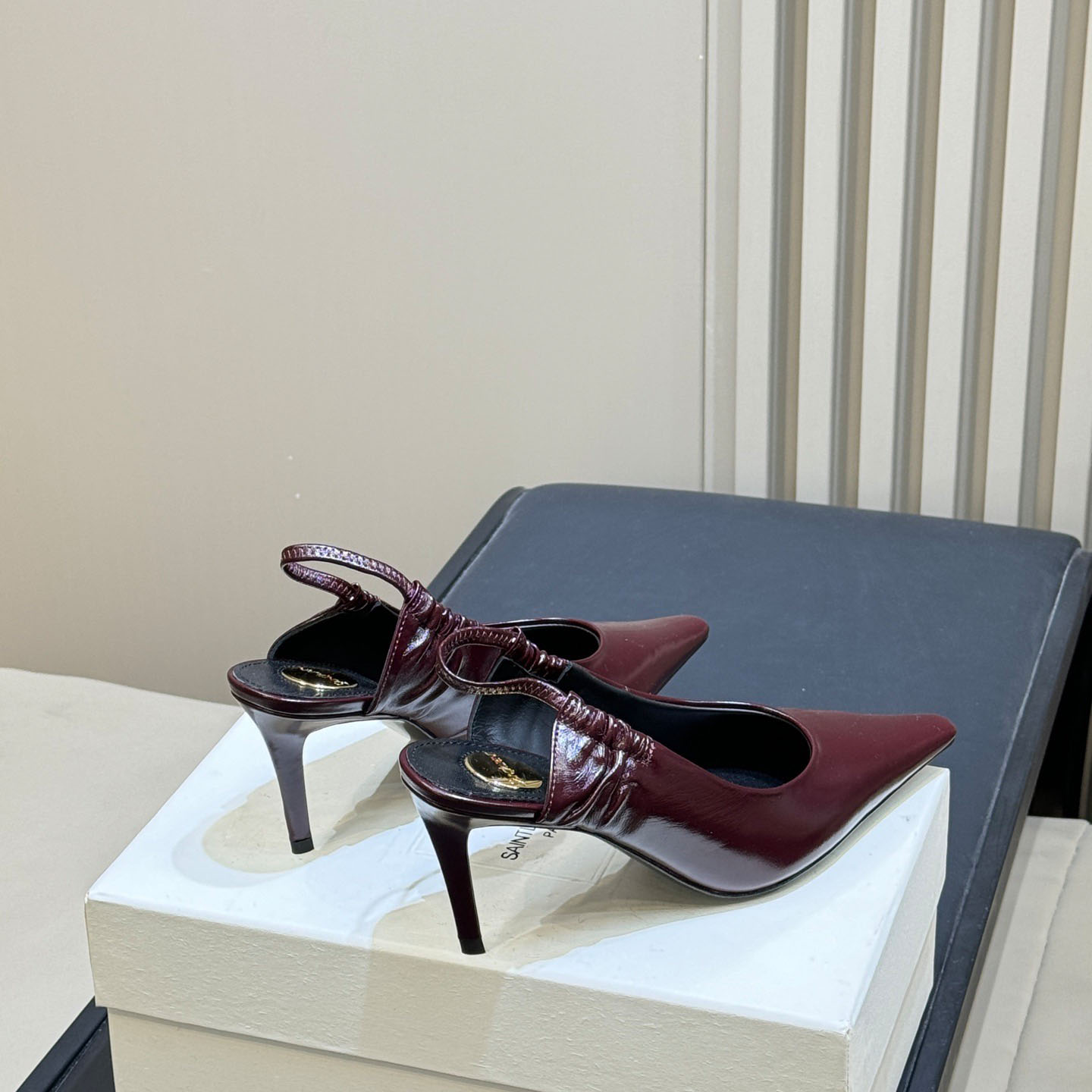 Saint Laurent ANNE-MARIE Slingback Pumps In Smooth Leather - DopestKickz