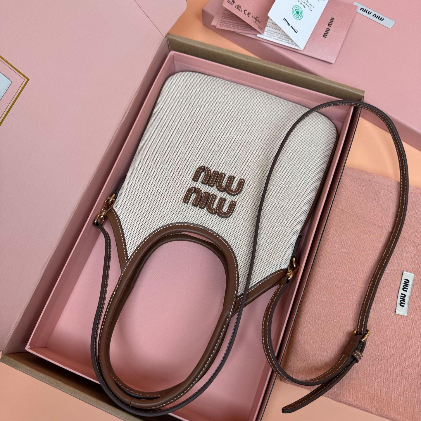 Miu Miu Ivy Canvas And Leather Bag - DopestKickz